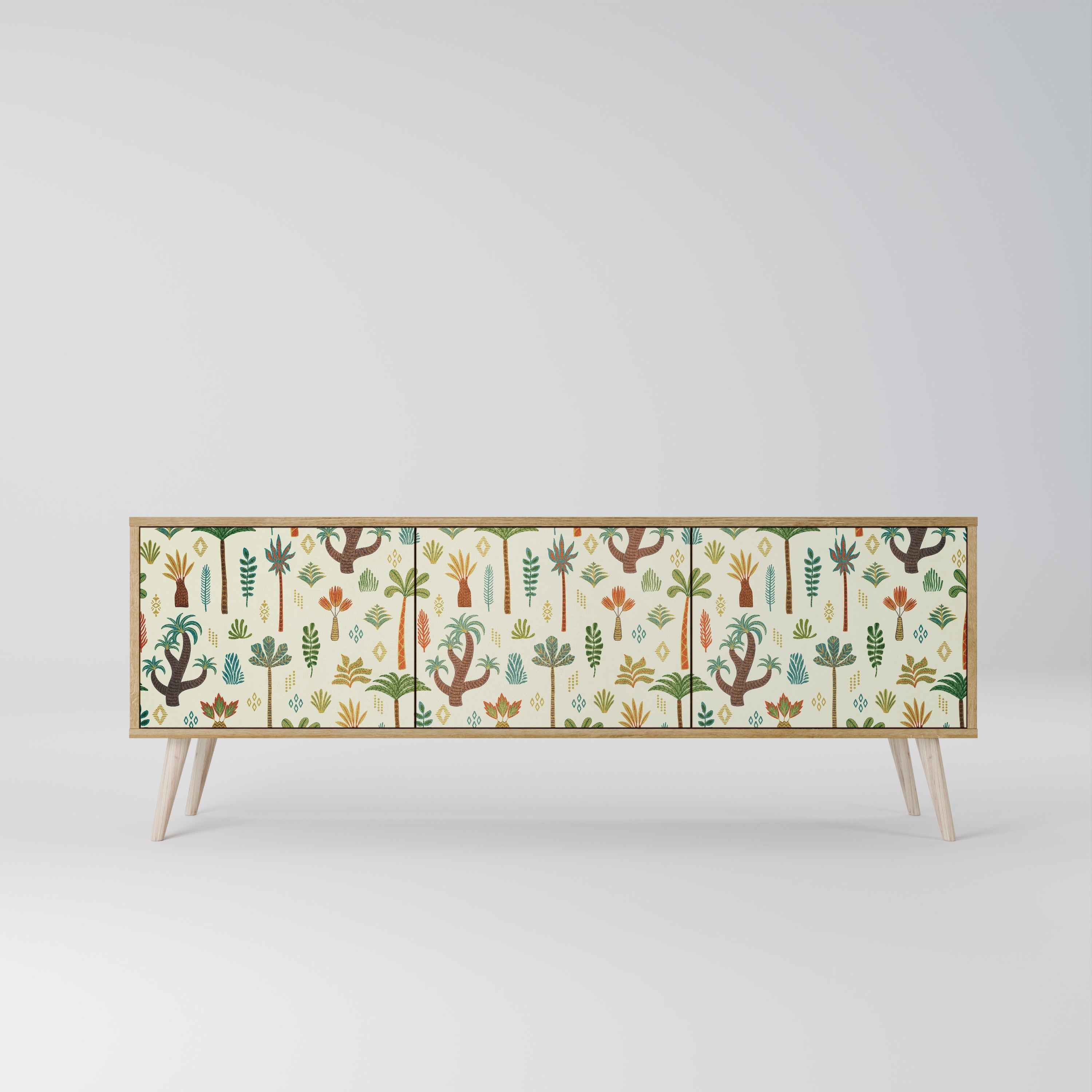 Meuble TV 3 portes PALM SPRING effet chêne