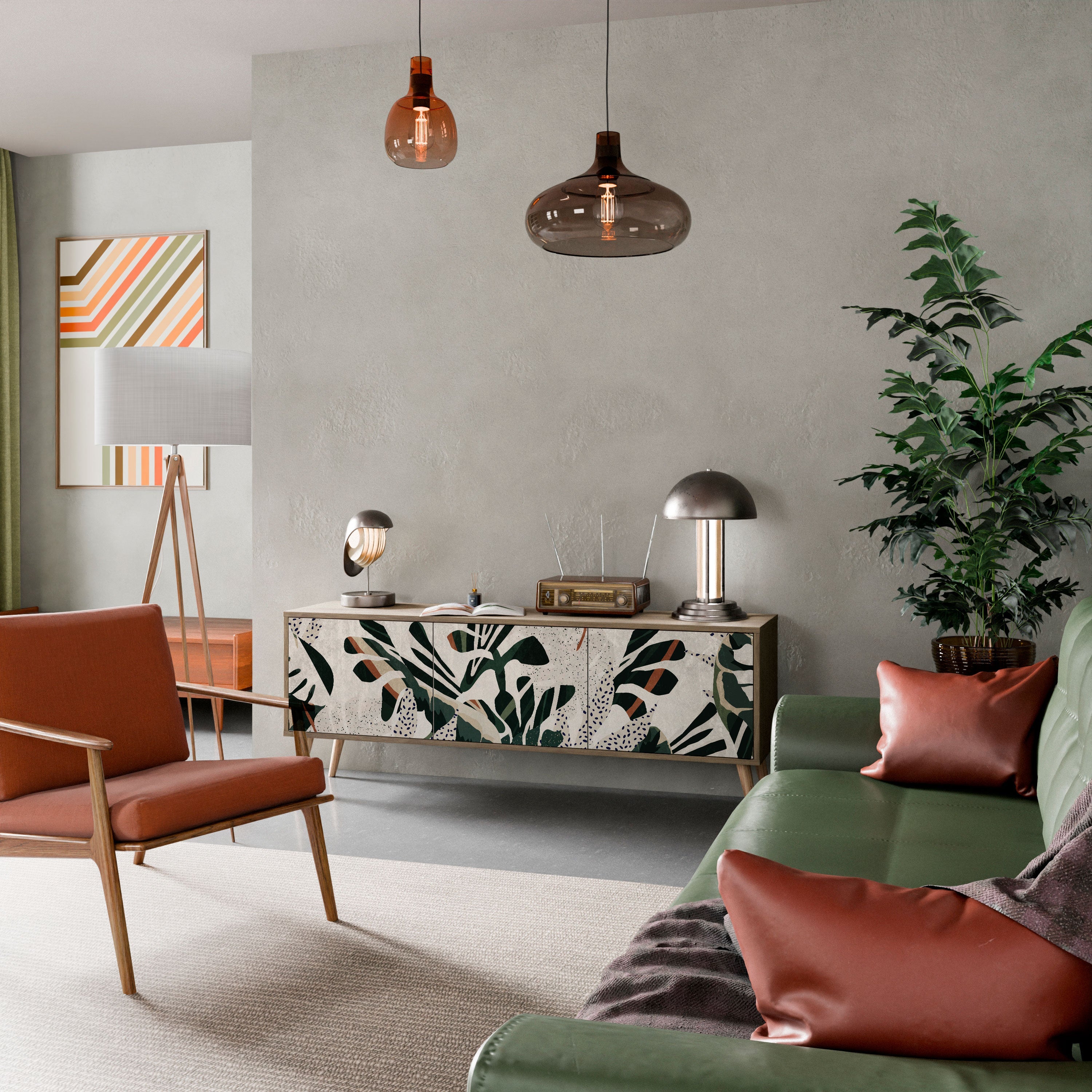 Meuble TV 3 portes VERDURE FORMATION effet chêne