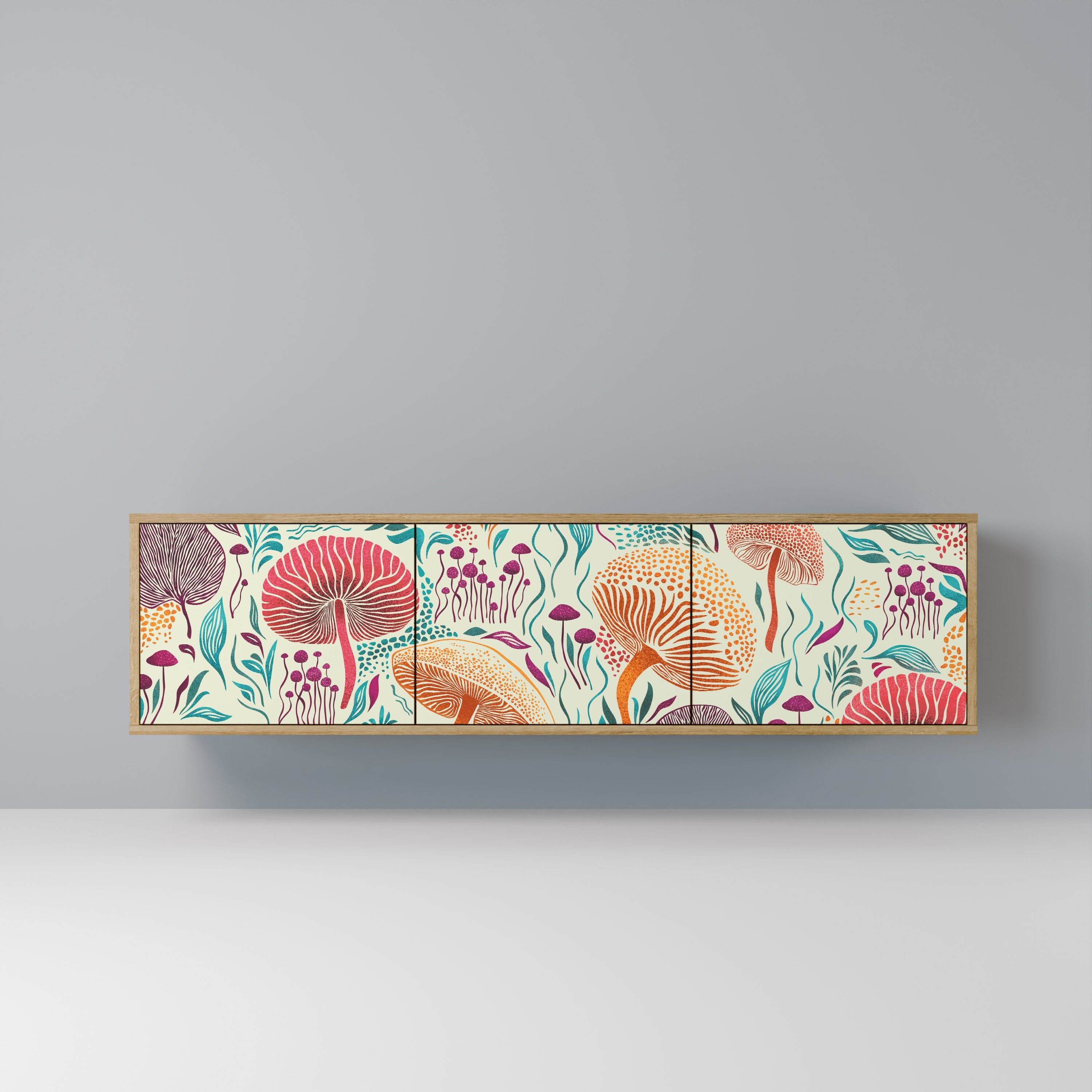 Meuble TV 3 portes Fungus Fantasy effet chêne