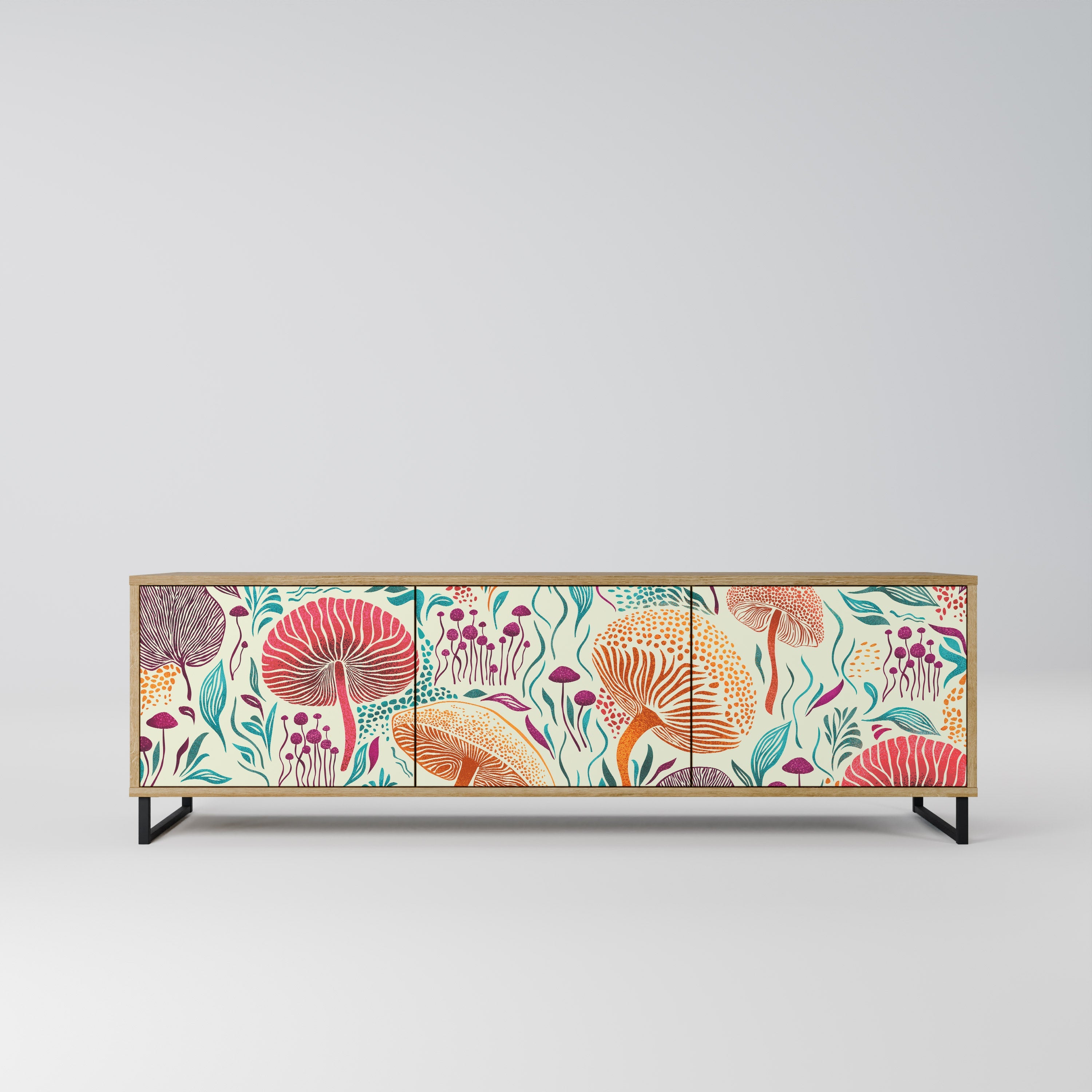 Meuble TV 3 portes Fungus Fantasy effet chêne