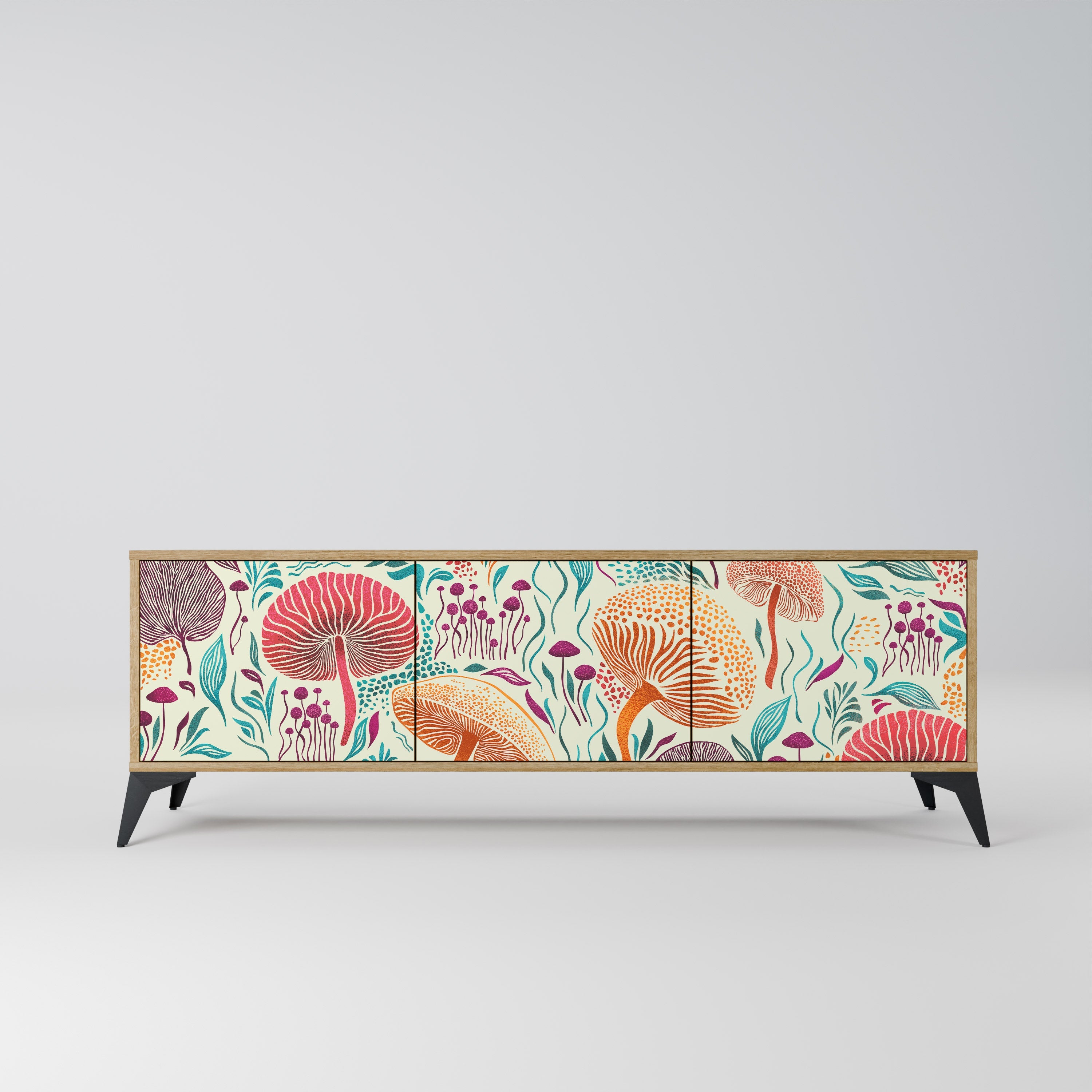 Meuble TV 3 portes Fungus Fantasy effet chêne