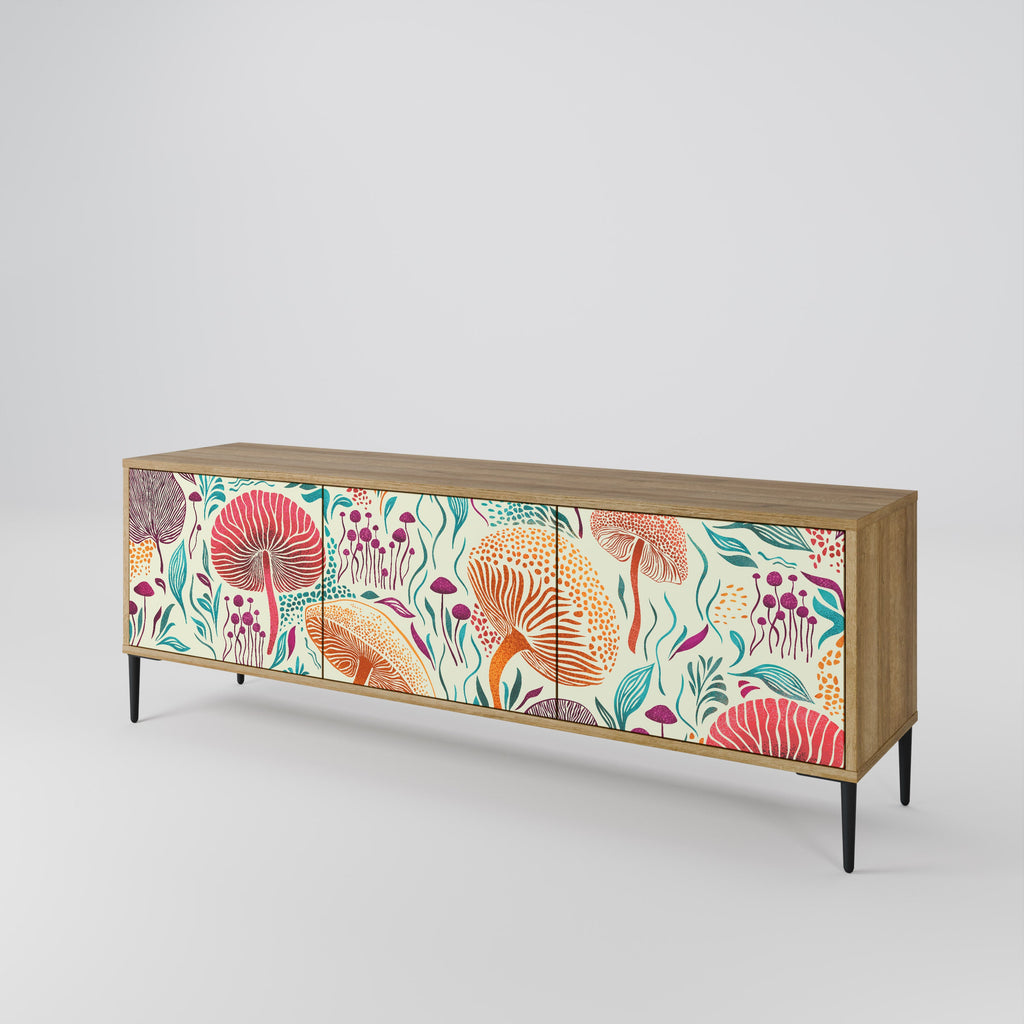Meuble TV 3 portes Fungus Fantasy effet chêne