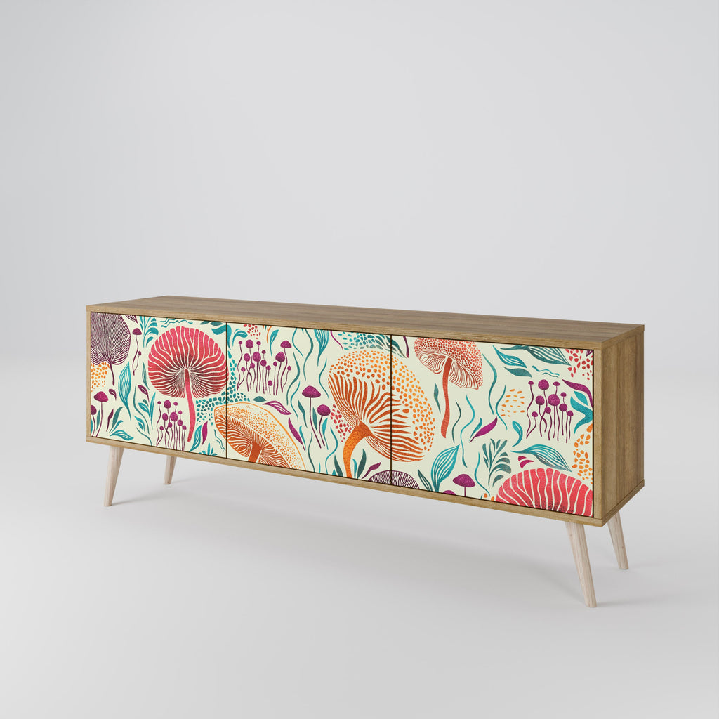Meuble TV 3 portes Fungus Fantasy effet chêne