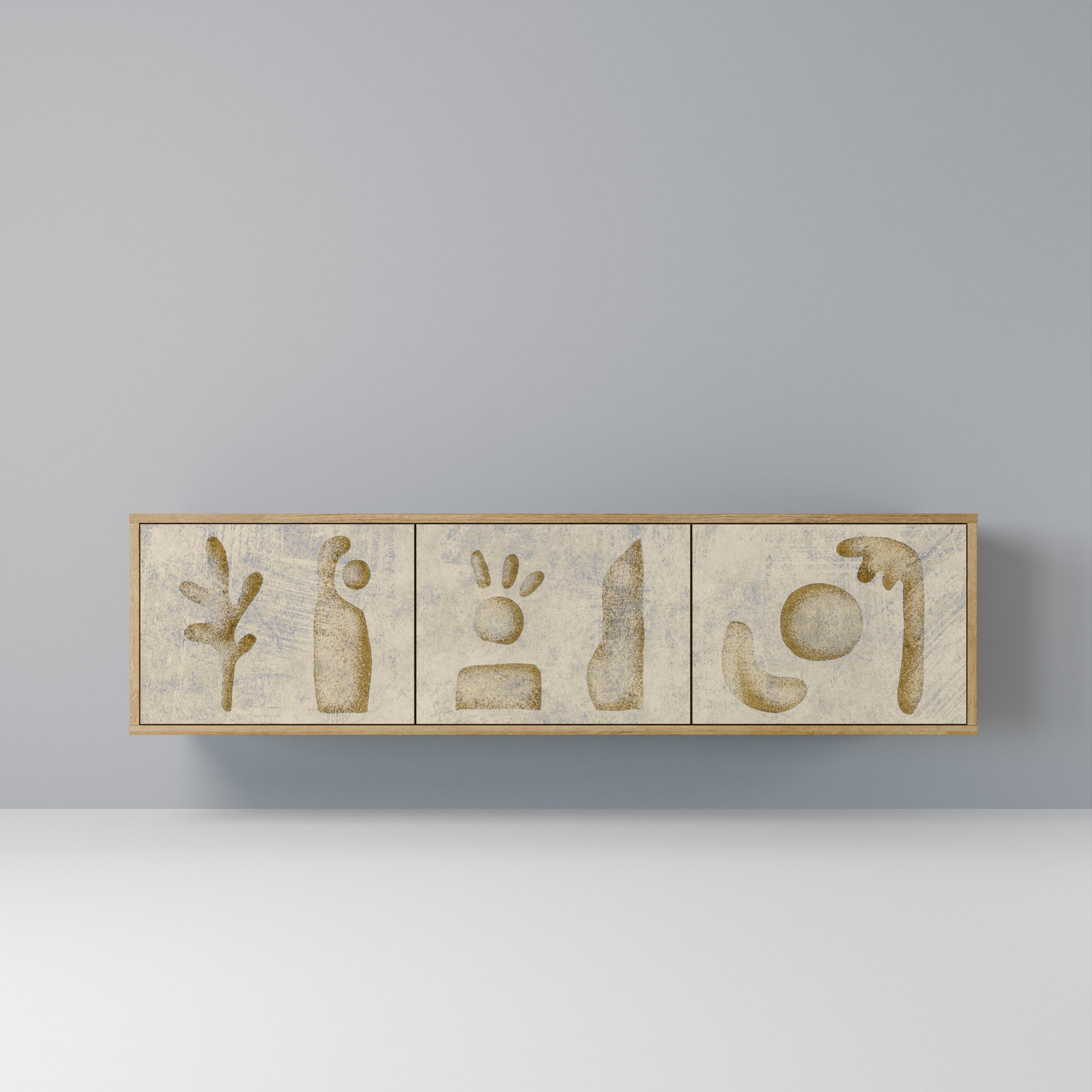 Meuble TV 3 portes effet chêne SAND SCULPTURES