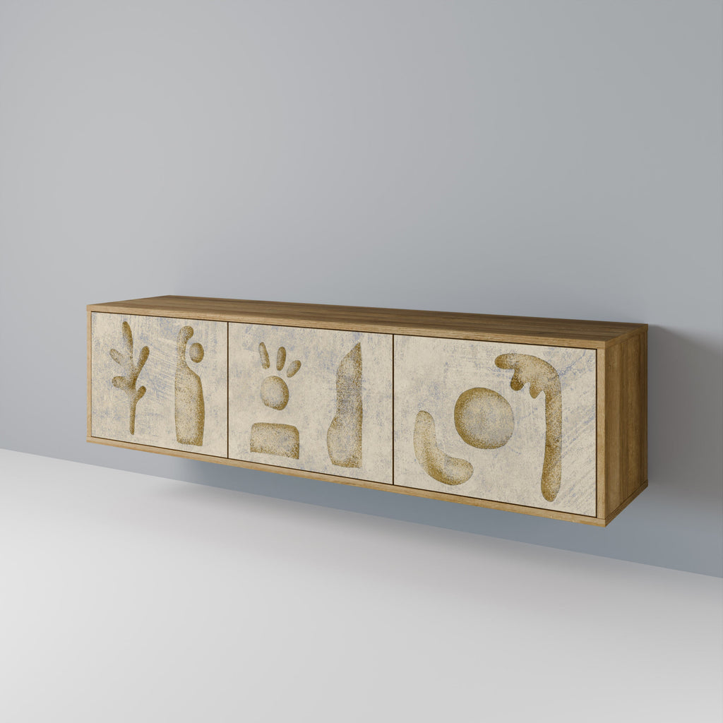 Meuble TV 3 portes effet chêne SAND SCULPTURES