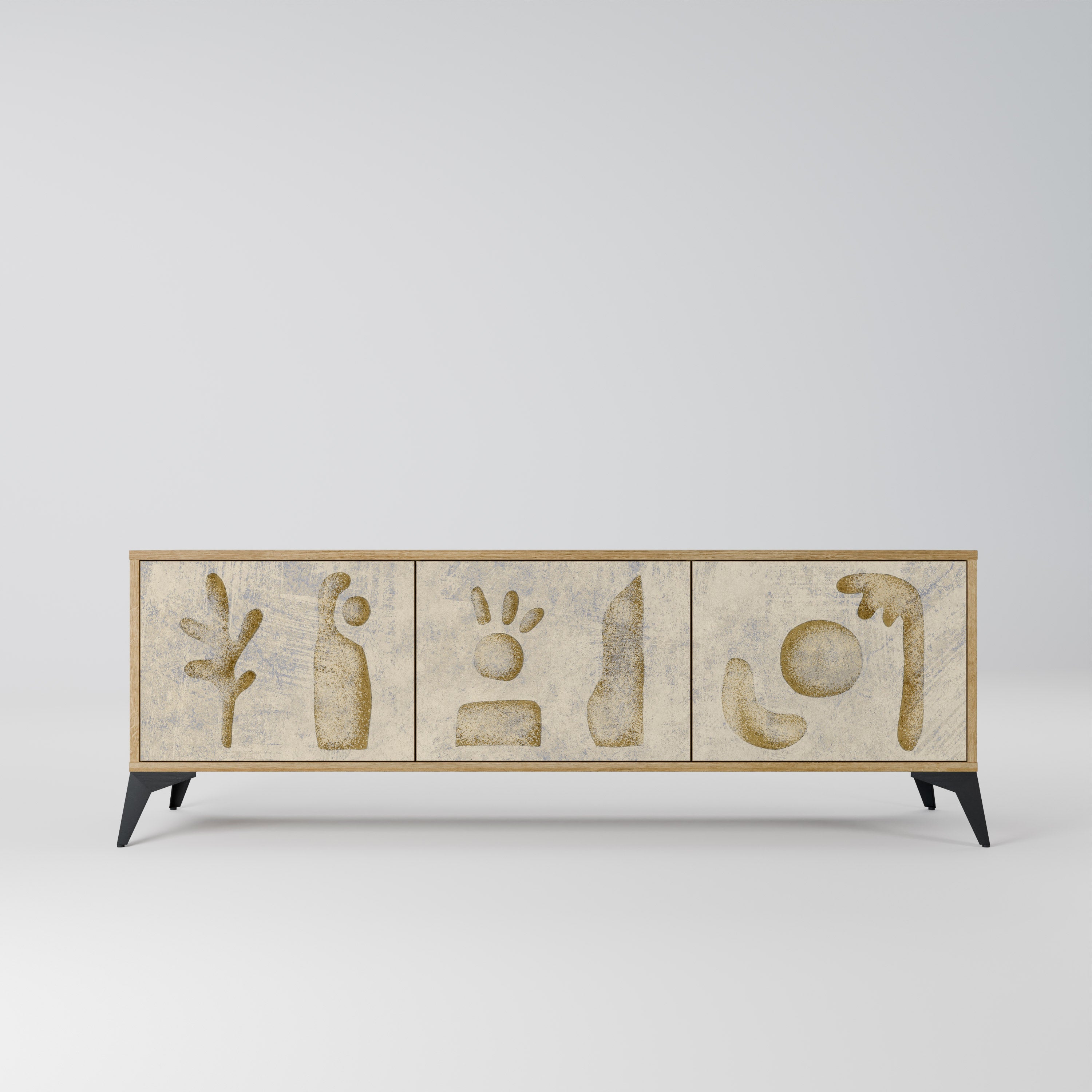 Meuble TV 3 portes effet chêne SAND SCULPTURES