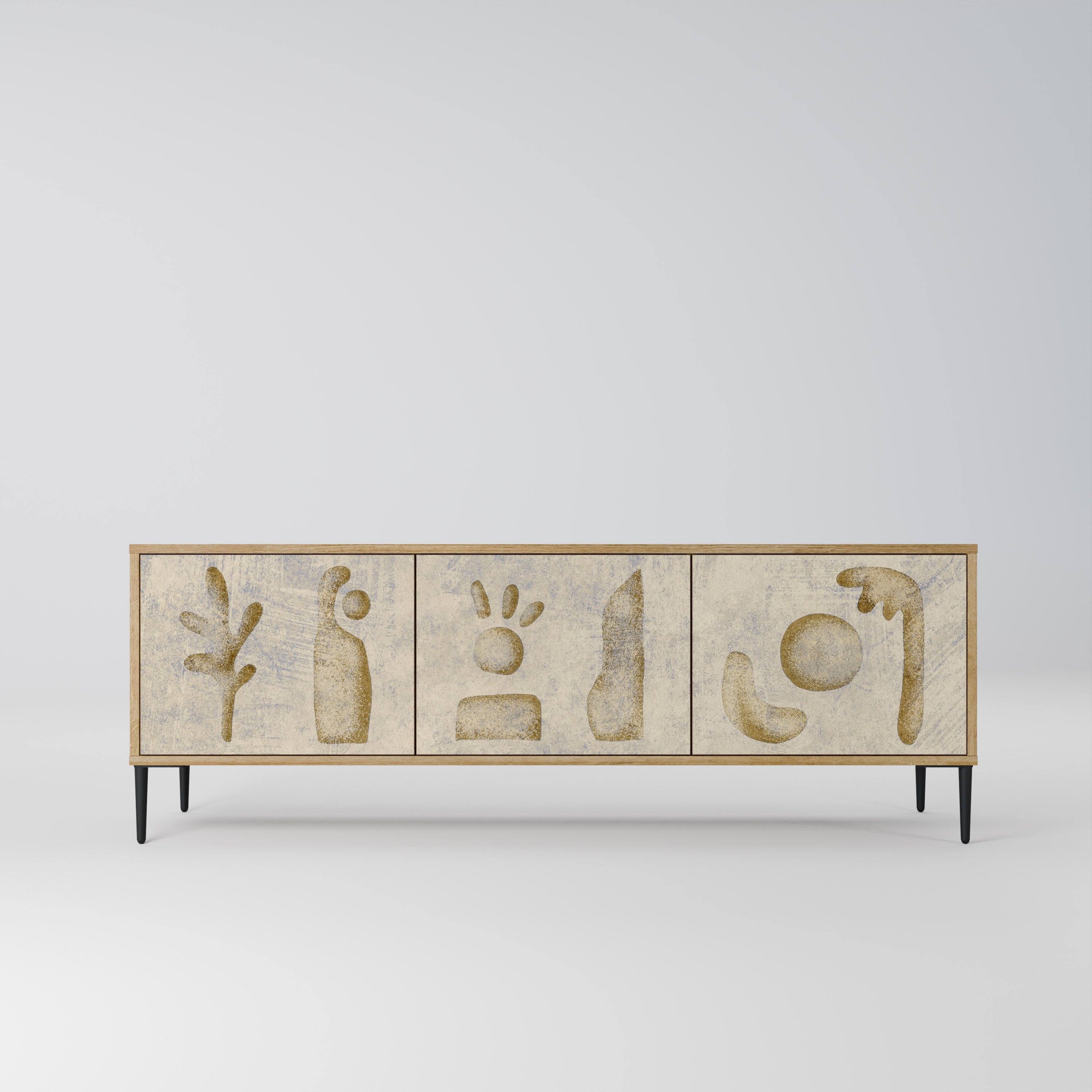 Meuble TV 3 portes effet chêne SAND SCULPTURES