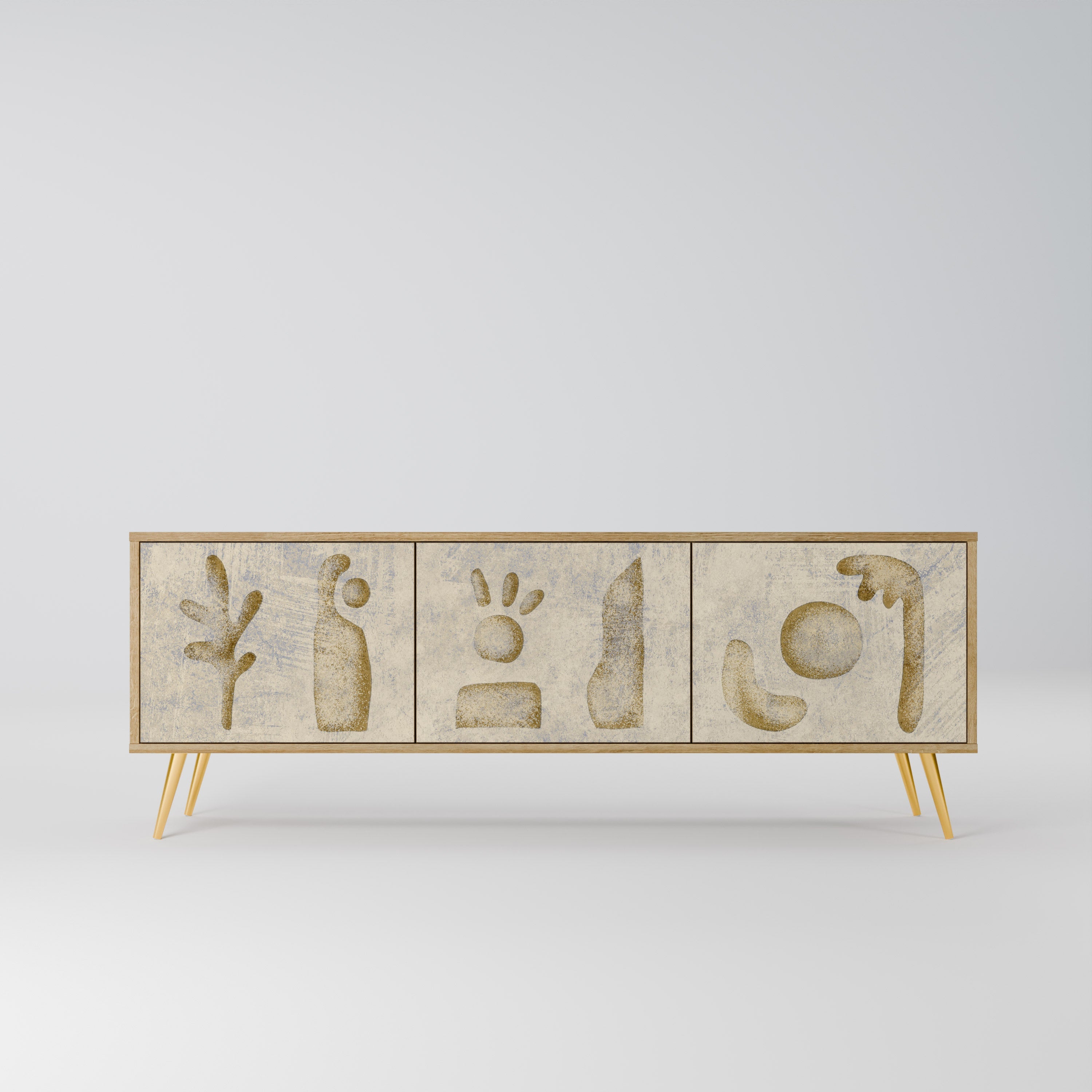 Meuble TV 3 portes effet chêne SAND SCULPTURES