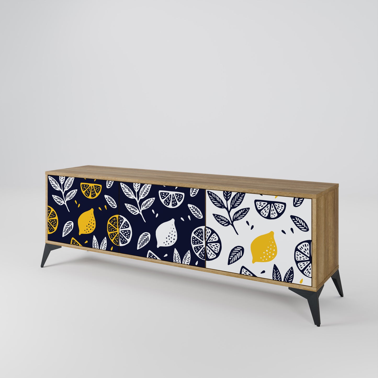 CITRUS BLACK AND WHITE 3-Door TV Cabinet