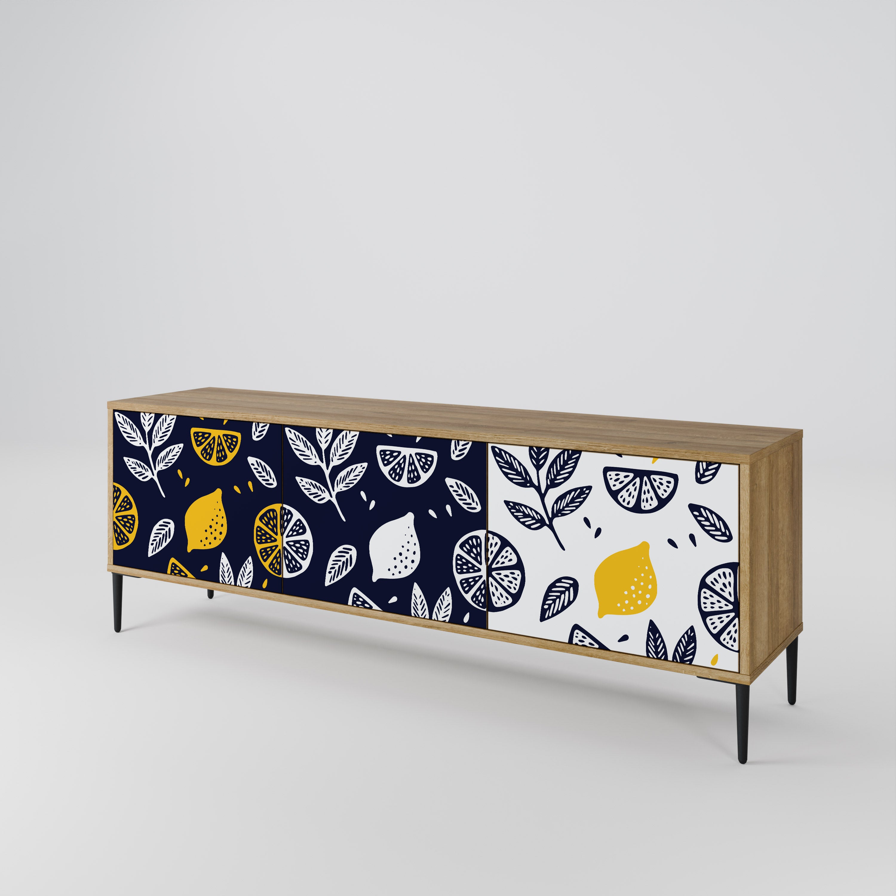 CITRUS BLACK AND WHITE 3-Door TV Cabinet