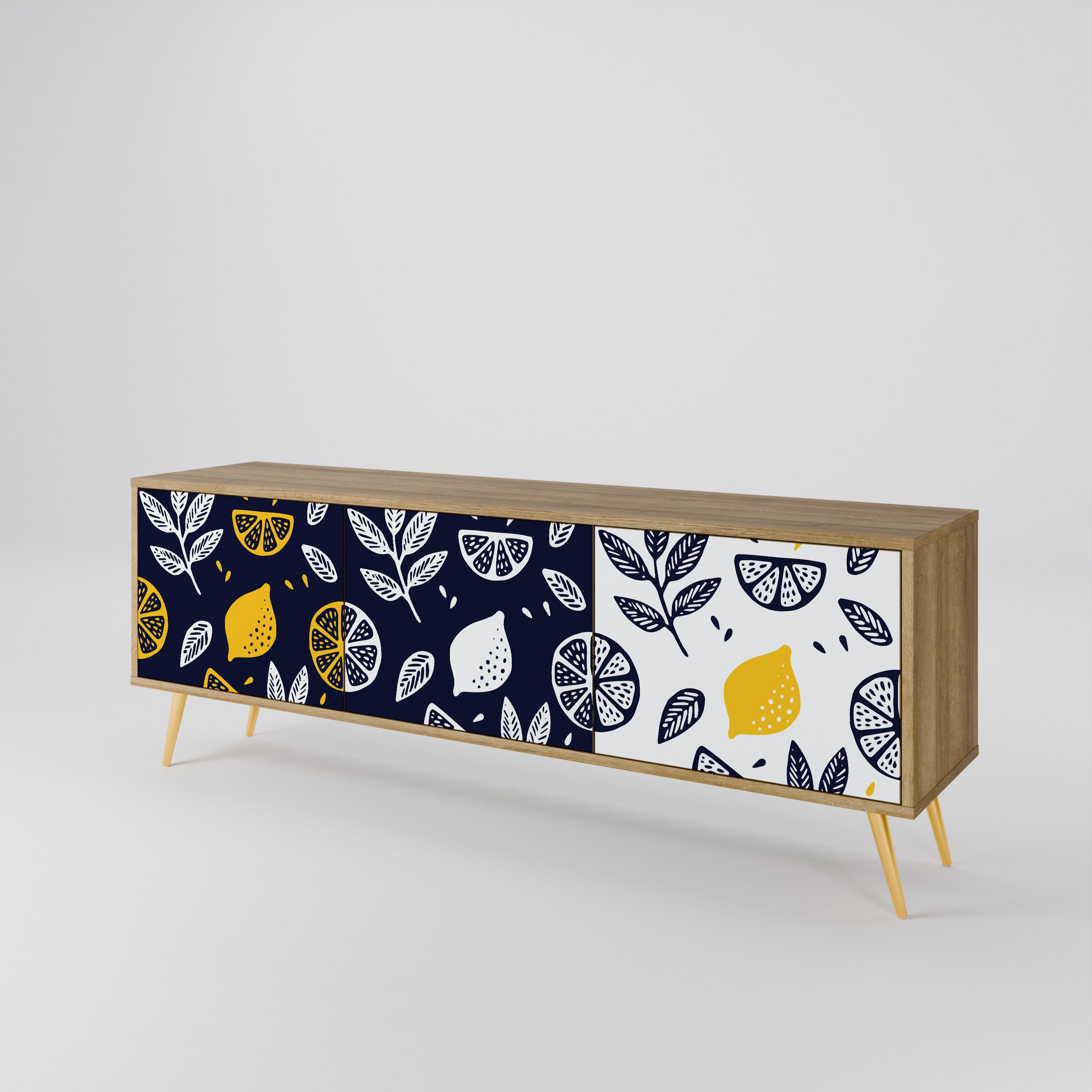 CITRUS BLACK AND WHITE 3-Door TV Cabinet