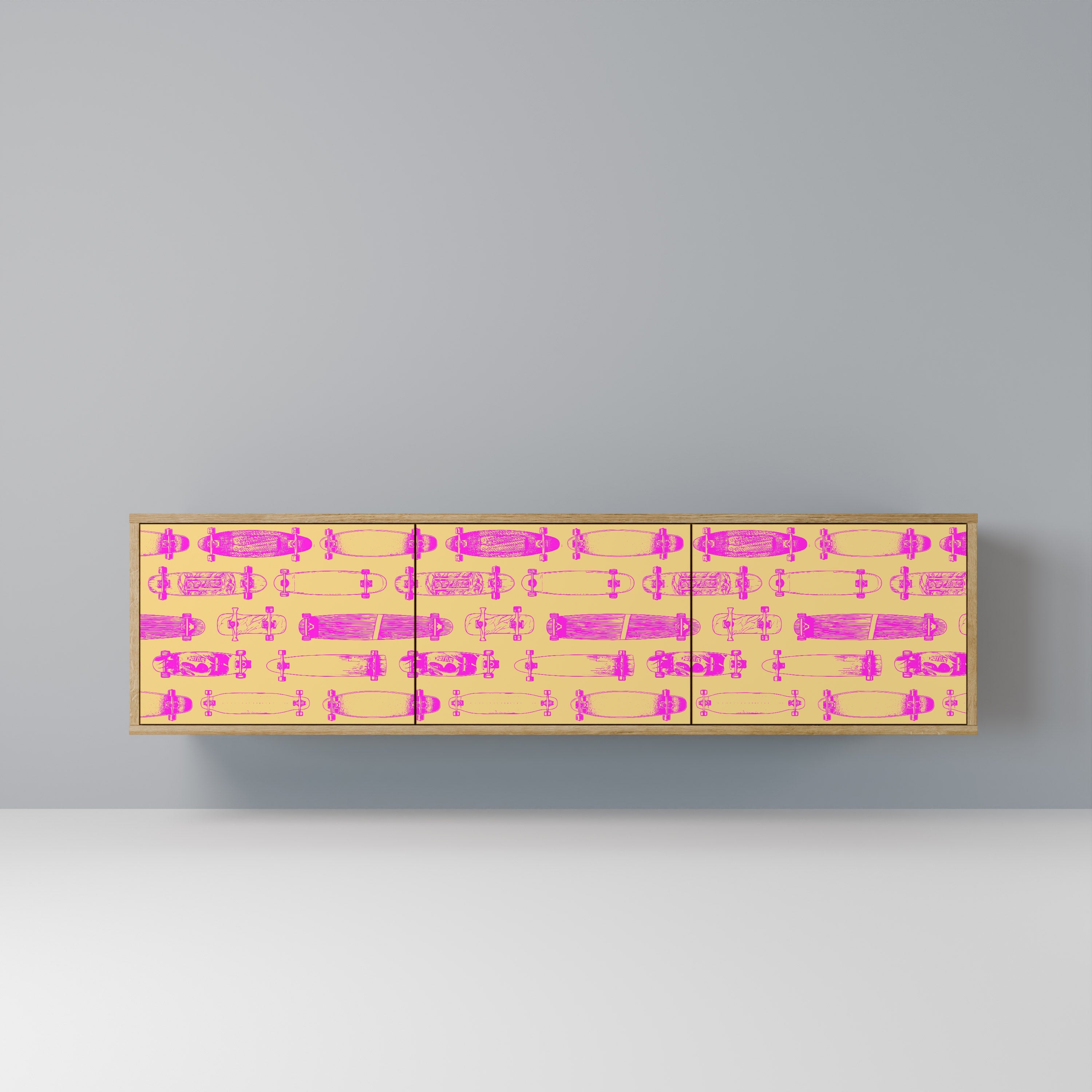 Meuble TV 3 portes effet chêne SKATEBOARD ARTISTRY