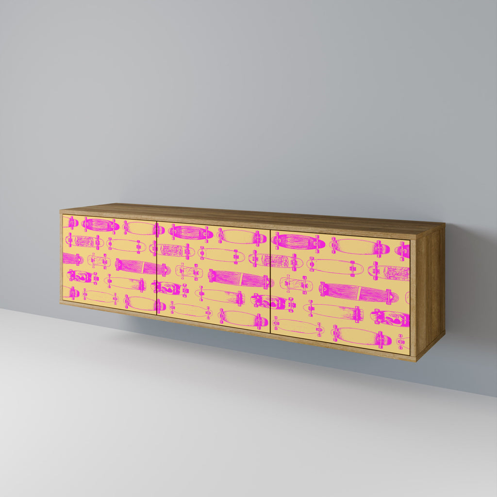 Meuble TV 3 portes effet chêne SKATEBOARD ARTISTRY