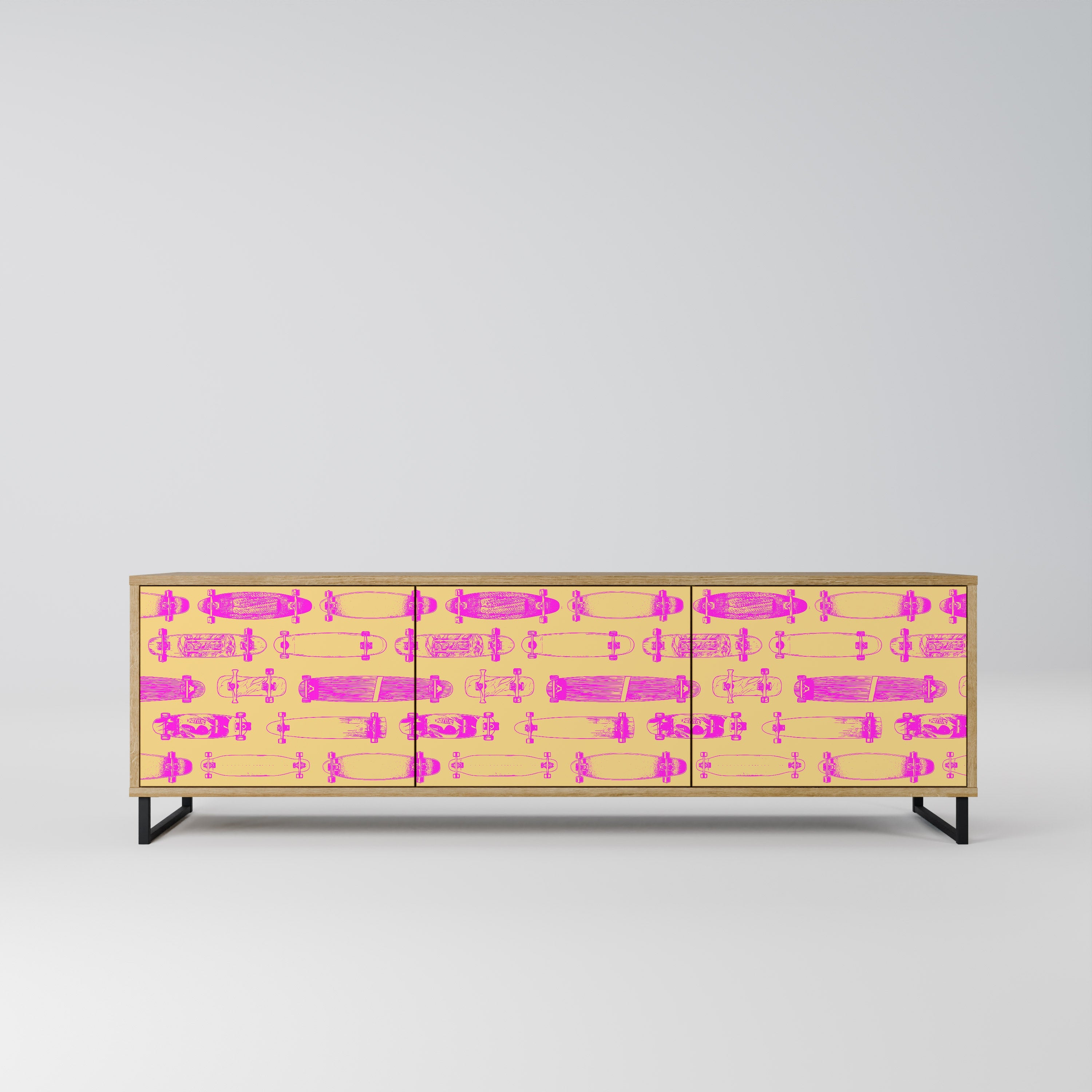 Meuble TV 3 portes effet chêne SKATEBOARD ARTISTRY