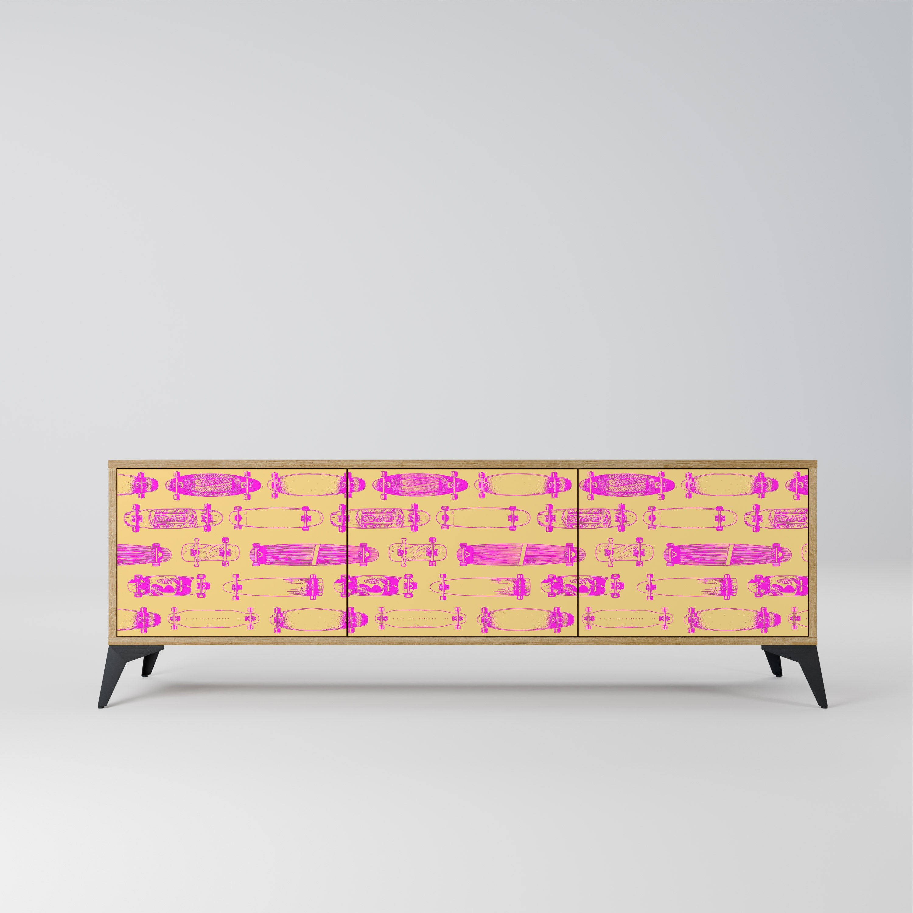 Meuble TV 3 portes effet chêne SKATEBOARD ARTISTRY