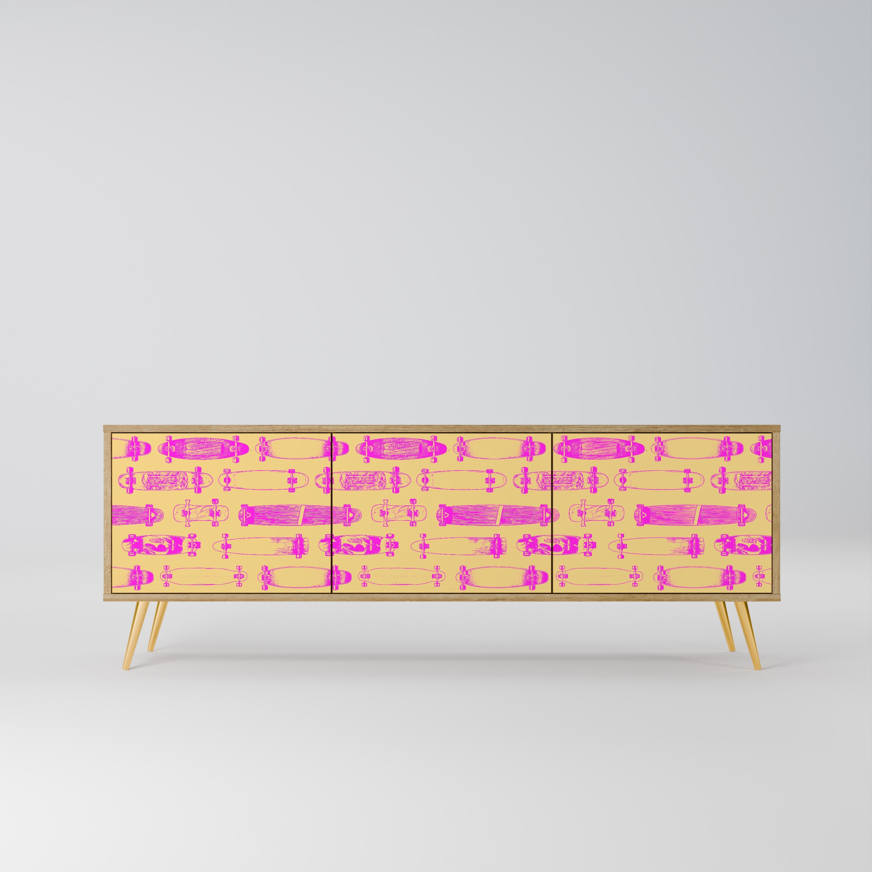 Meuble TV 3 portes effet chêne SKATEBOARD ARTISTRY