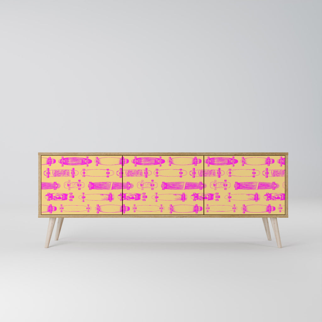 Meuble TV 3 portes effet chêne SKATEBOARD ARTISTRY