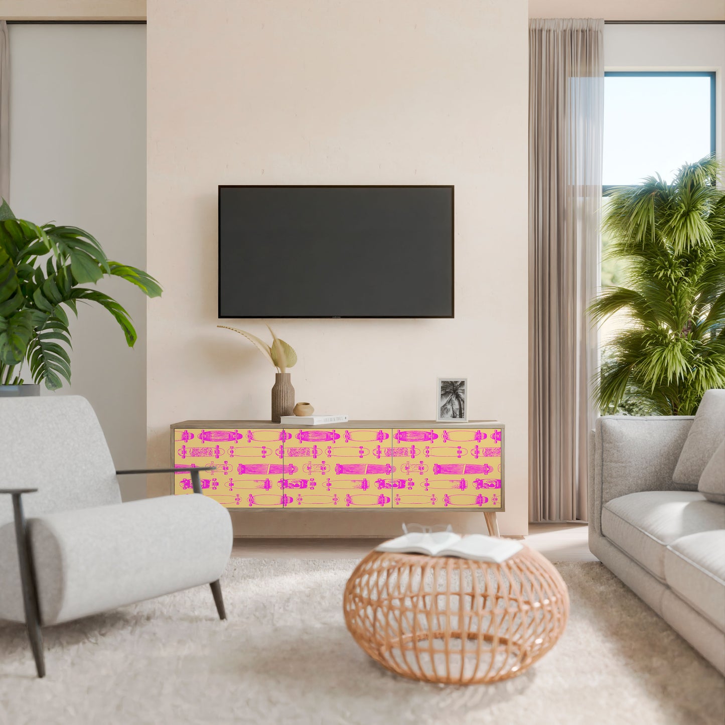 SKATEBOARD ARTISTRY 3-Door TV Cabinet