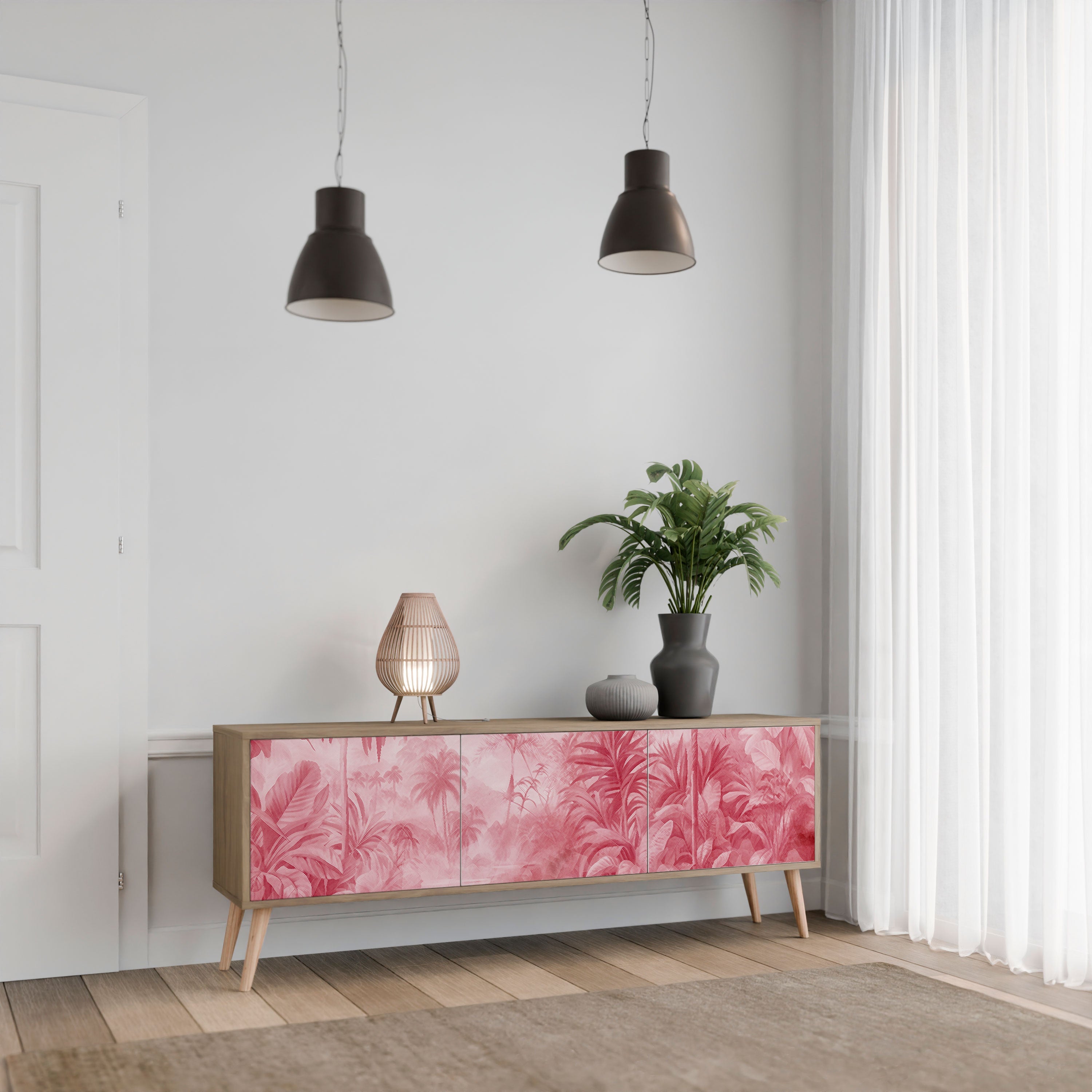 Meuble TV 3 portes SWEET TROPICS effet chêne