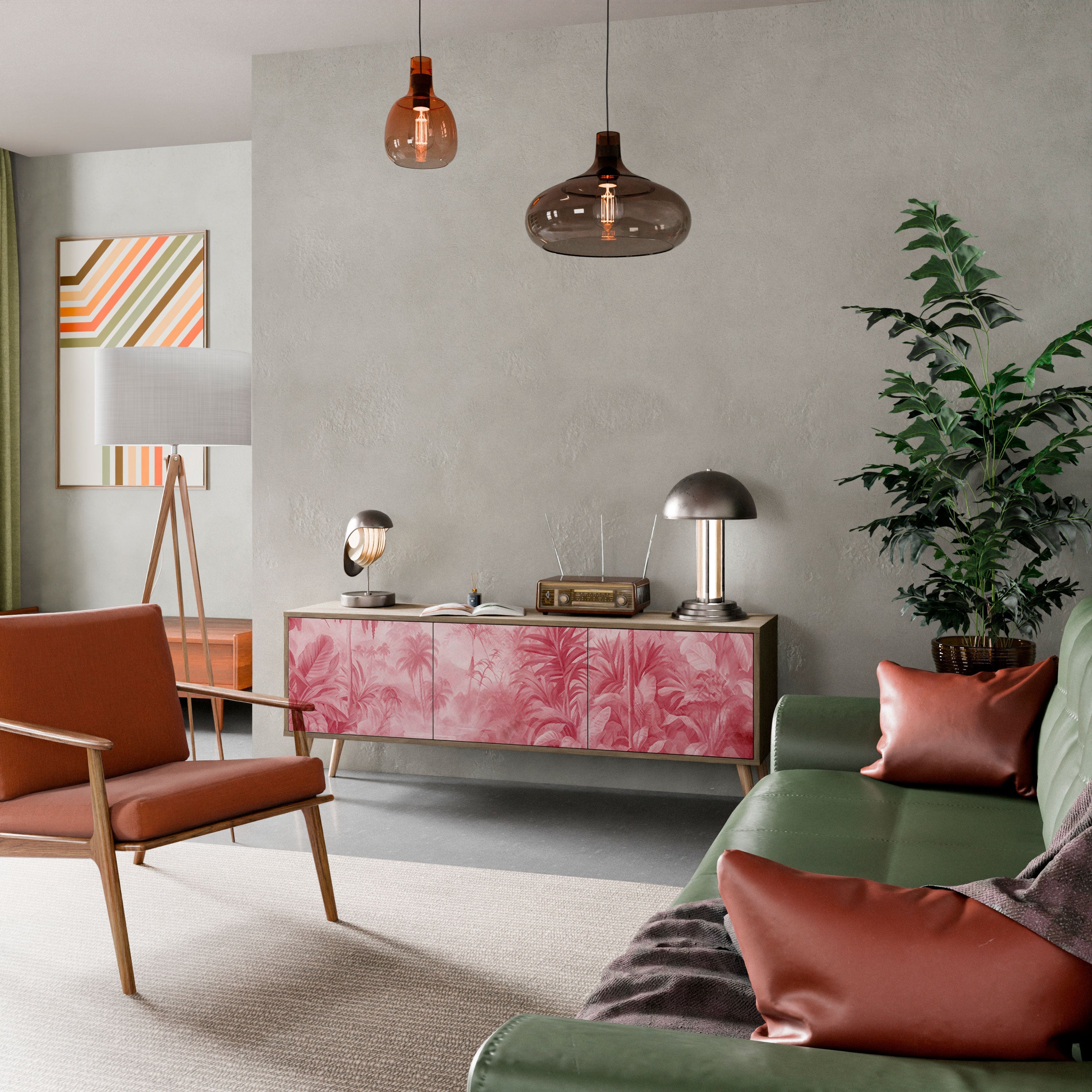 Meuble TV 3 portes SWEET TROPICS effet chêne