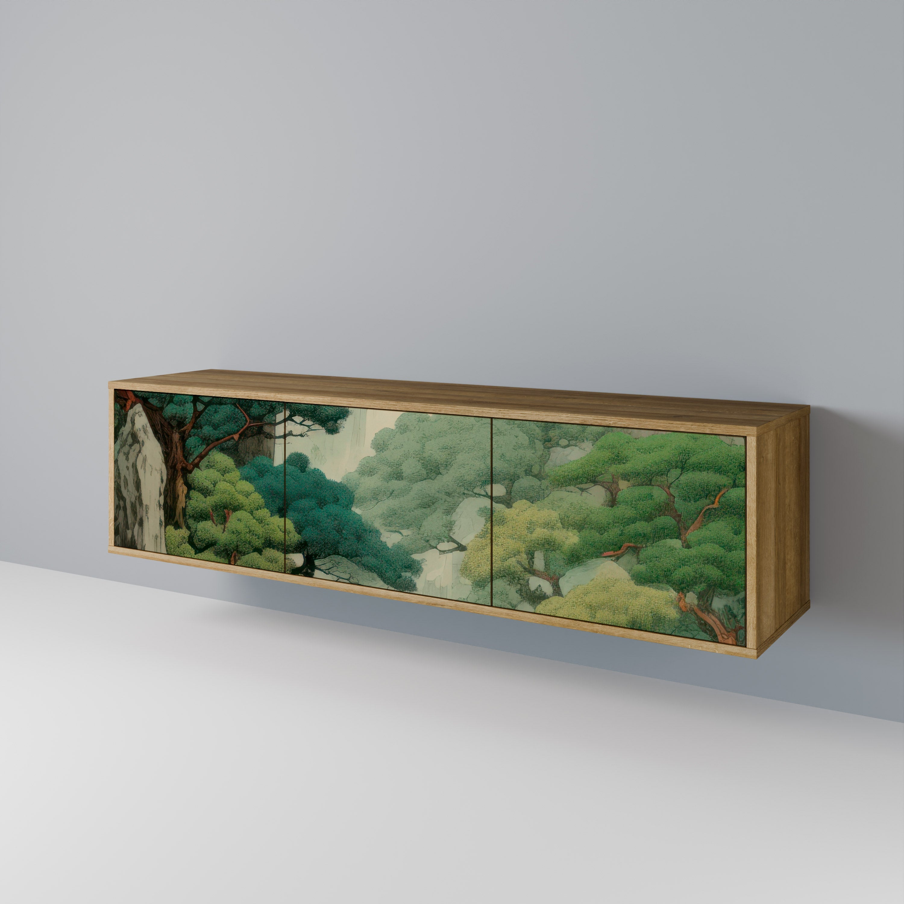 Meuble TV 3 portes VERDURE ABYSS effet chêne