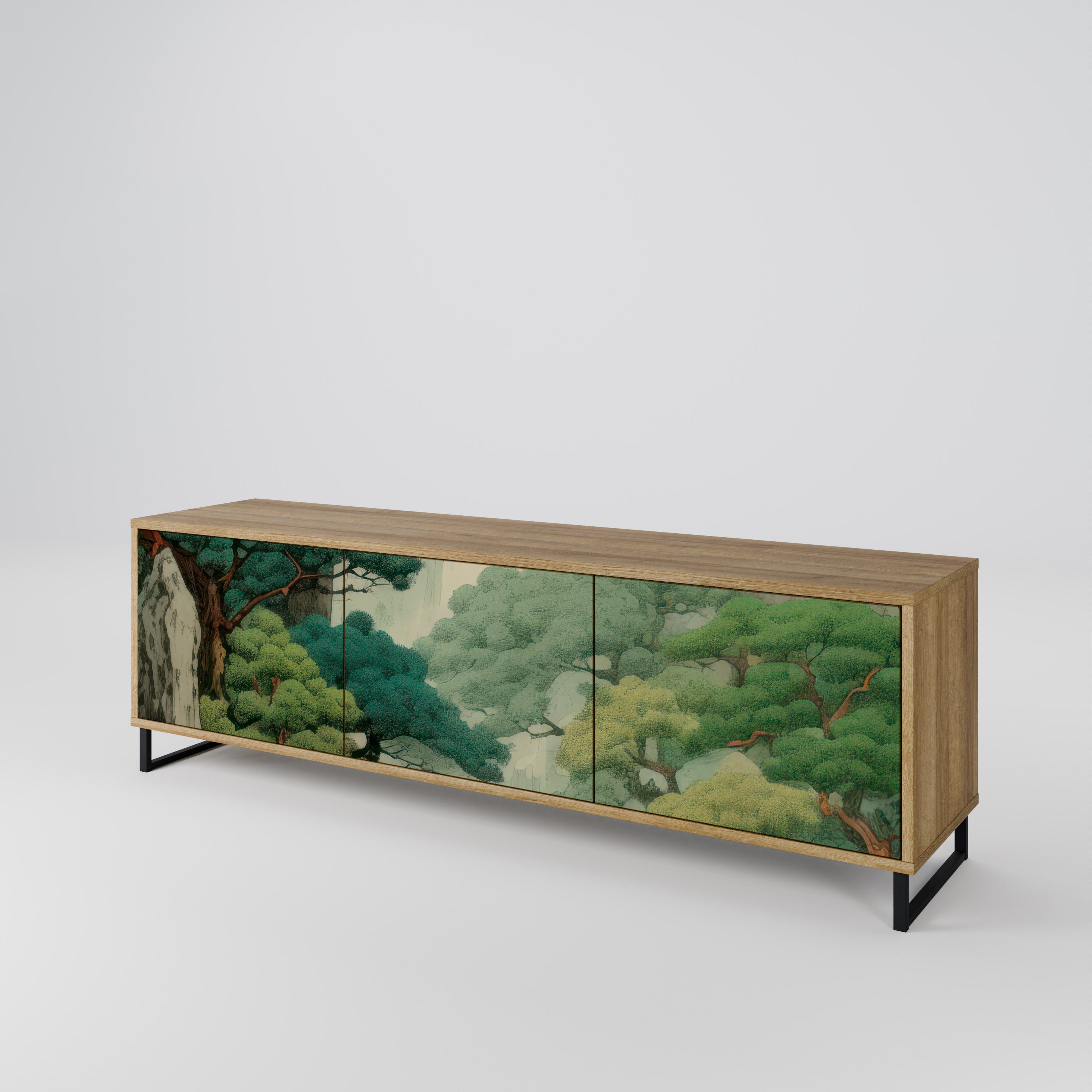 Meuble TV 3 portes VERDURE ABYSS effet chêne