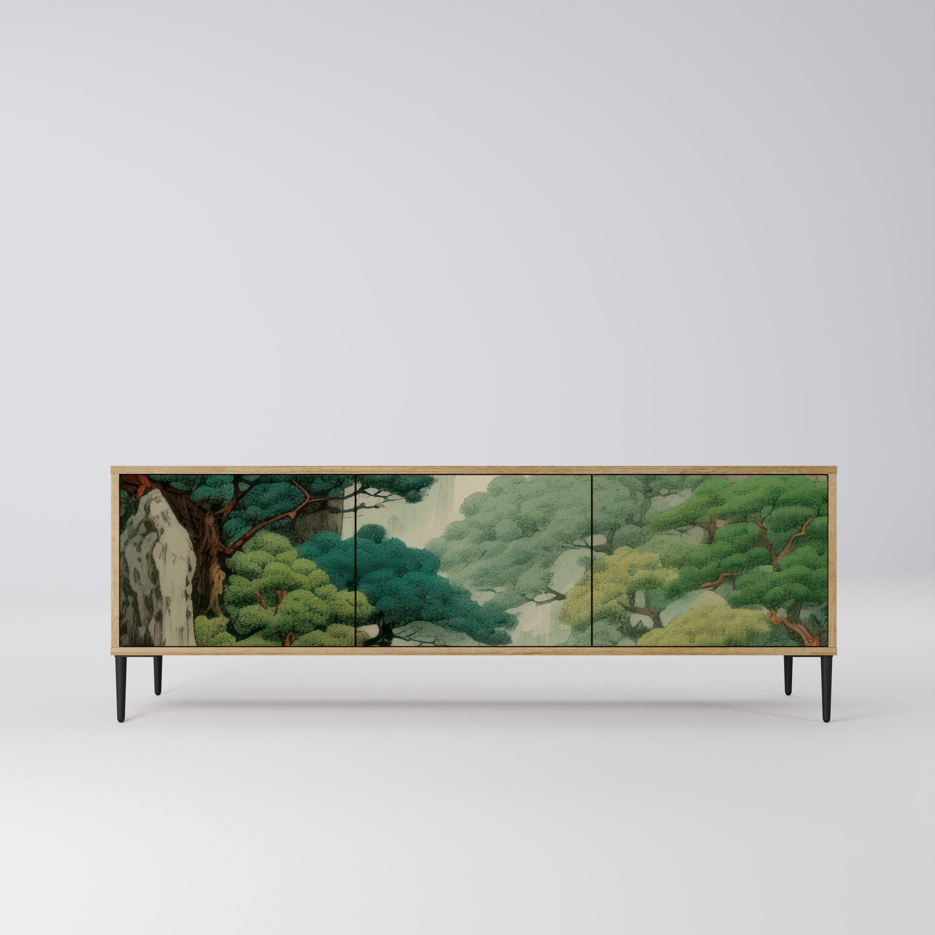 Meuble TV 3 portes VERDURE ABYSS effet chêne