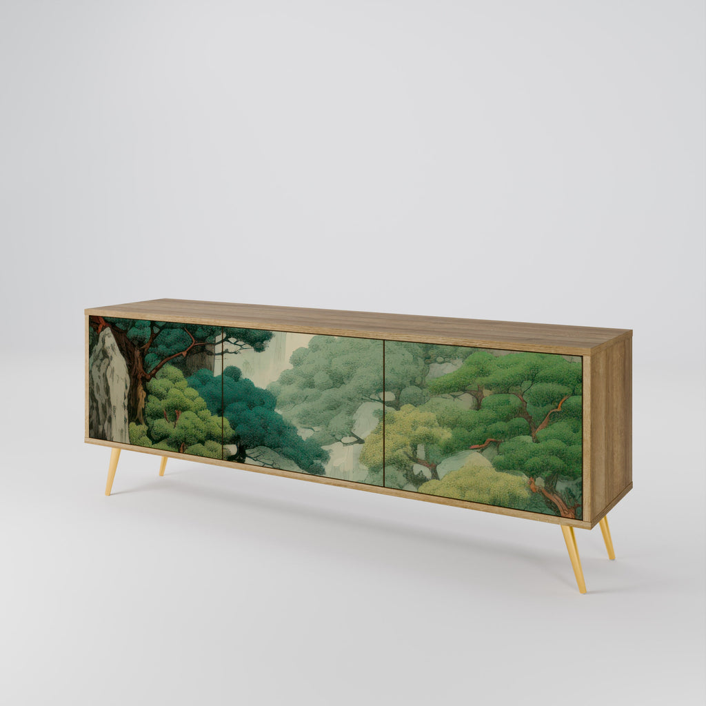 Meuble TV 3 portes VERDURE ABYSS effet chêne