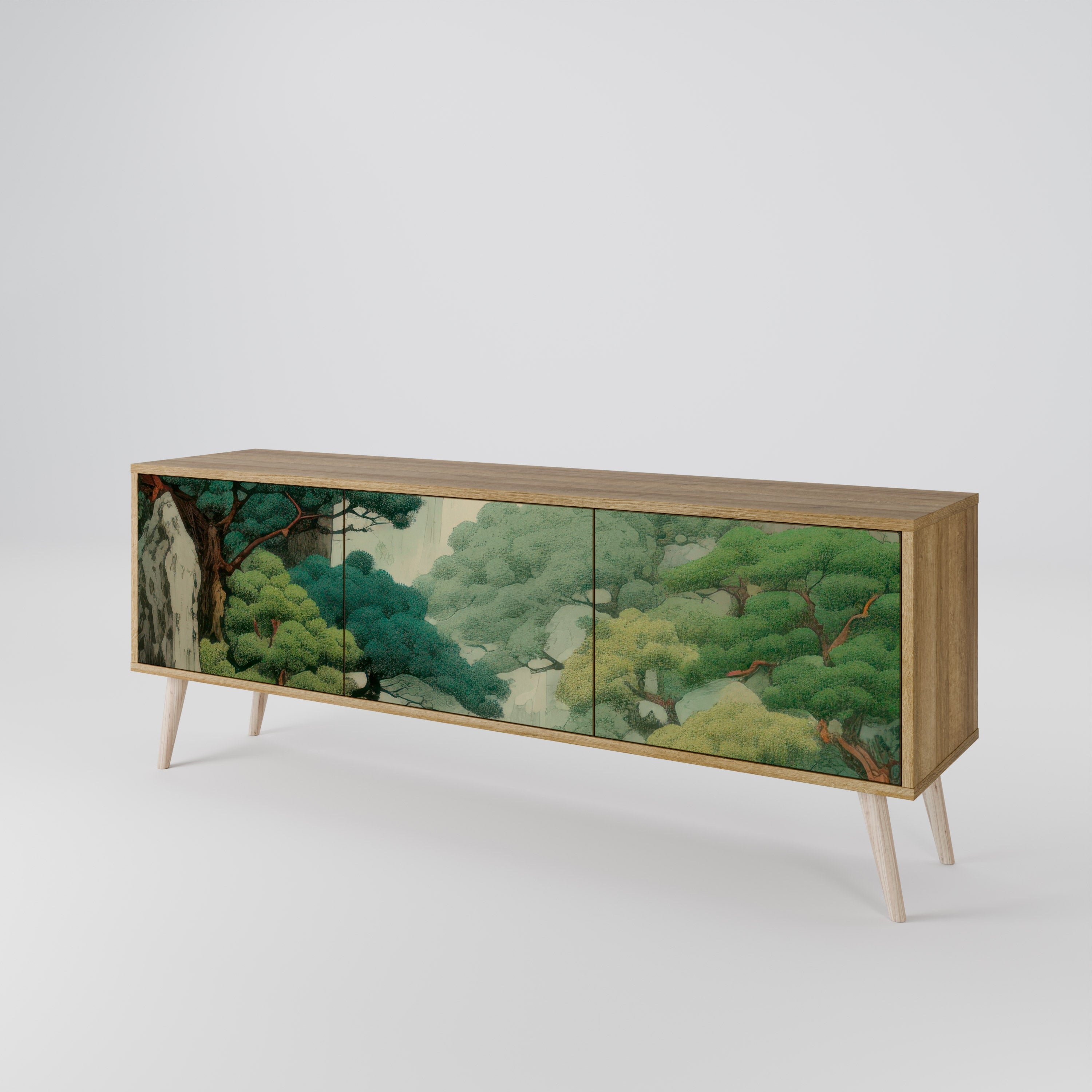 Meuble TV 3 portes VERDURE ABYSS effet chêne