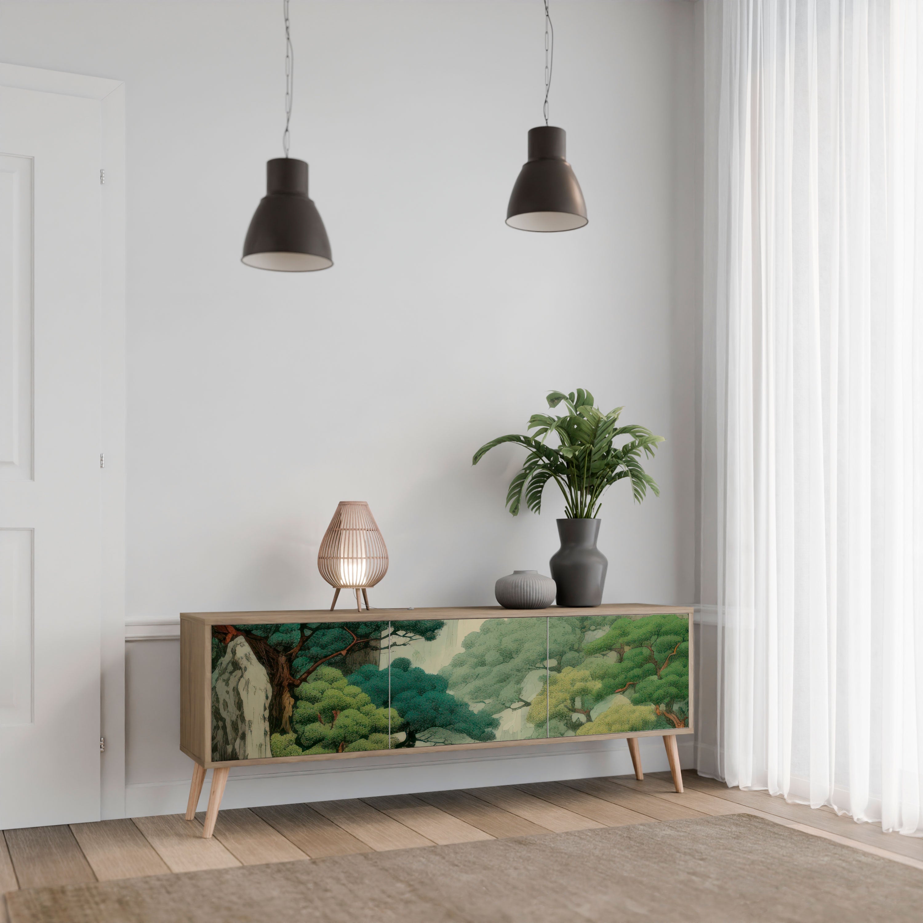 Meuble TV 3 portes VERDURE ABYSS effet chêne