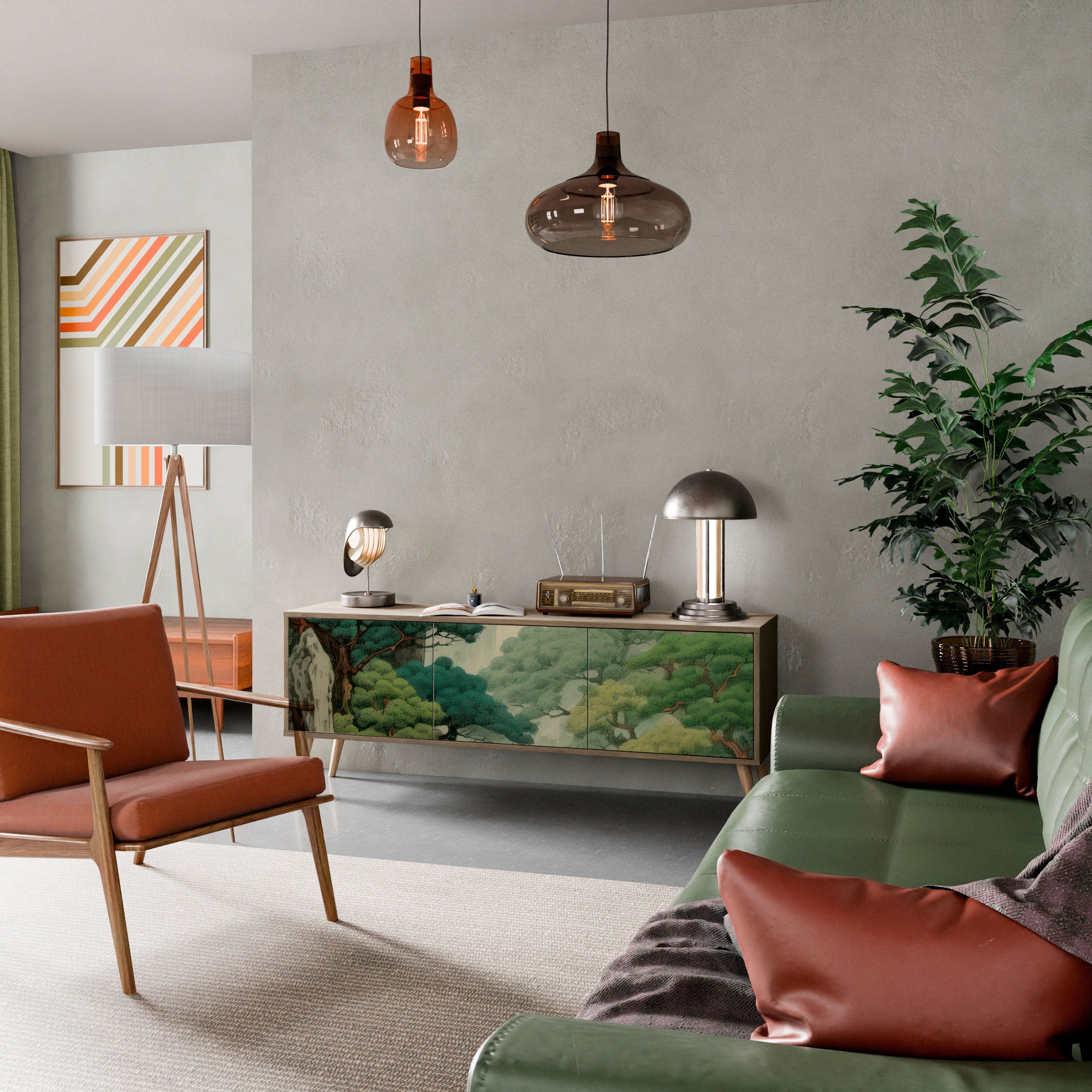 Meuble TV 3 portes VERDURE ABYSS effet chêne