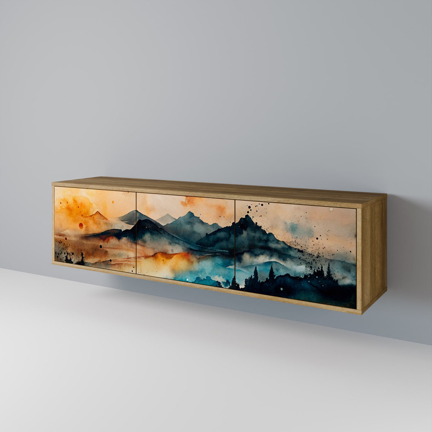 OMINOUS MOUNTAINS 3-Door TV Cabinet