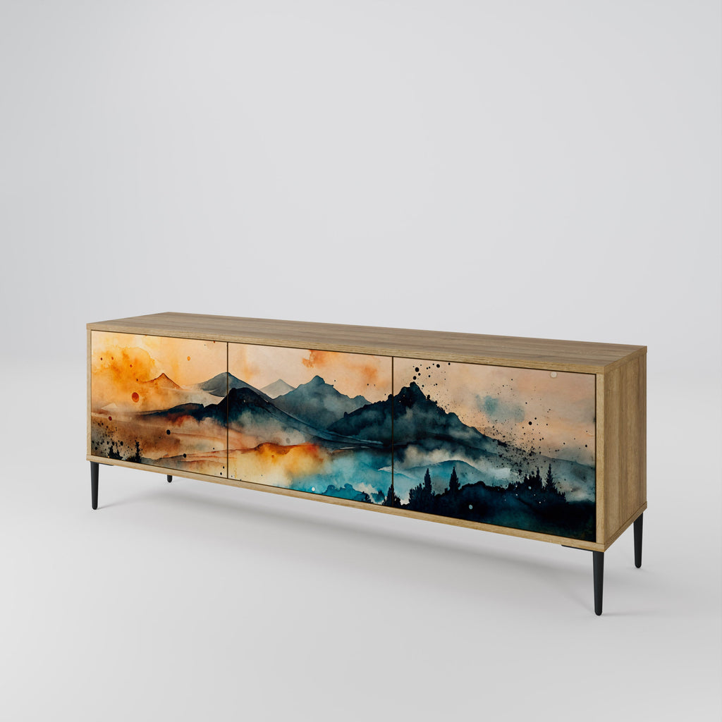 Meuble TV 3 portes OMINOUS MOUNTAINS effet chêne