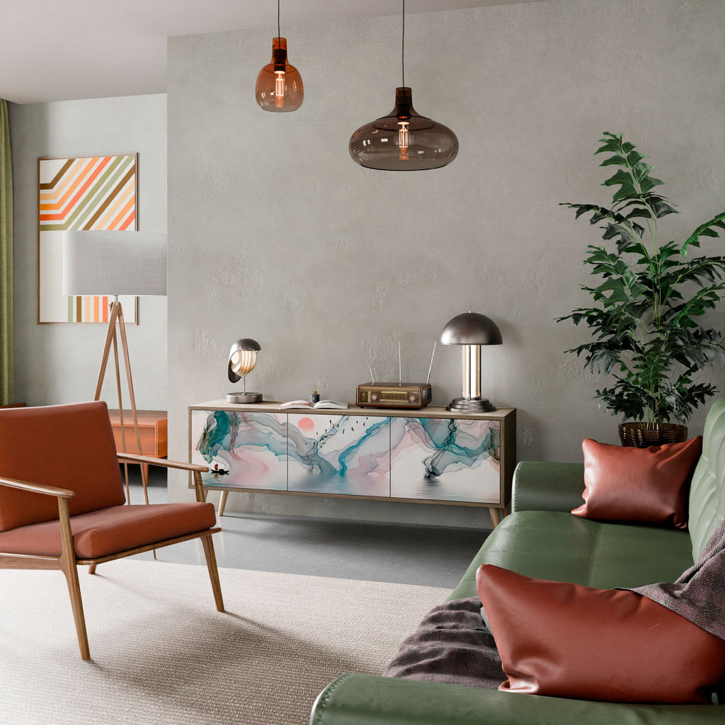 Meuble TV 3 portes VELVET CROSSING effet chêne