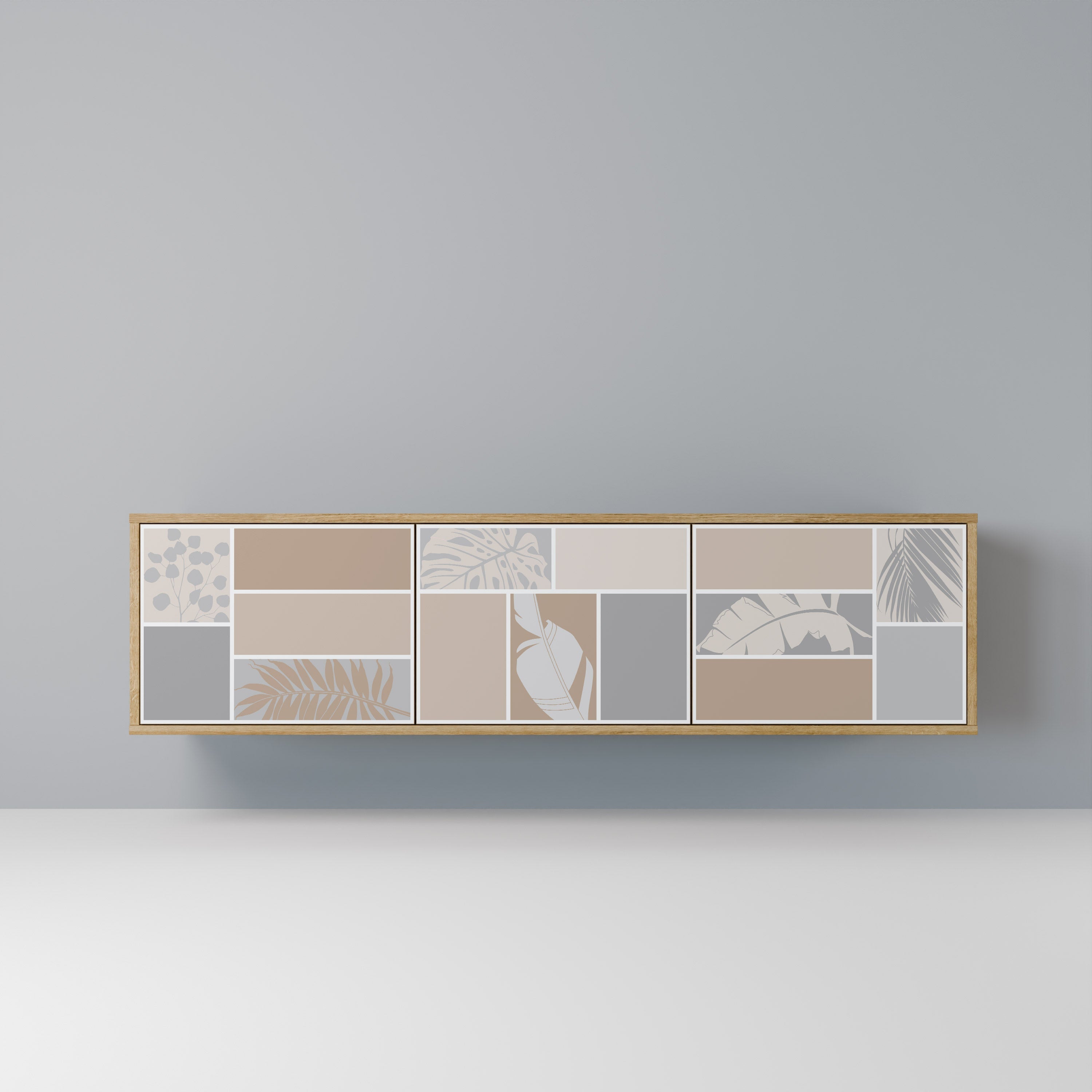 Meuble TV 3 portes TROPICAL SHAPES effet chêne