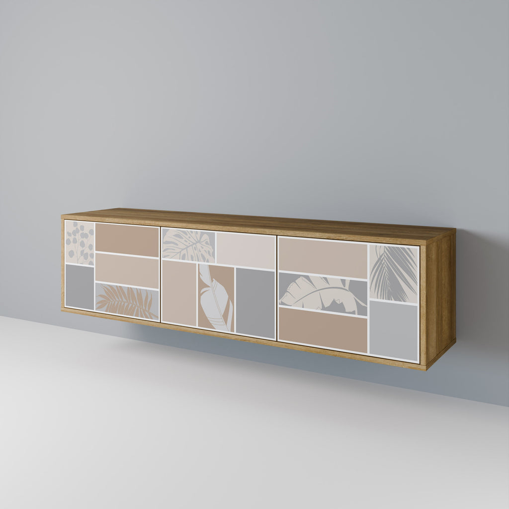 Meuble TV 3 portes TROPICAL SHAPES effet chêne