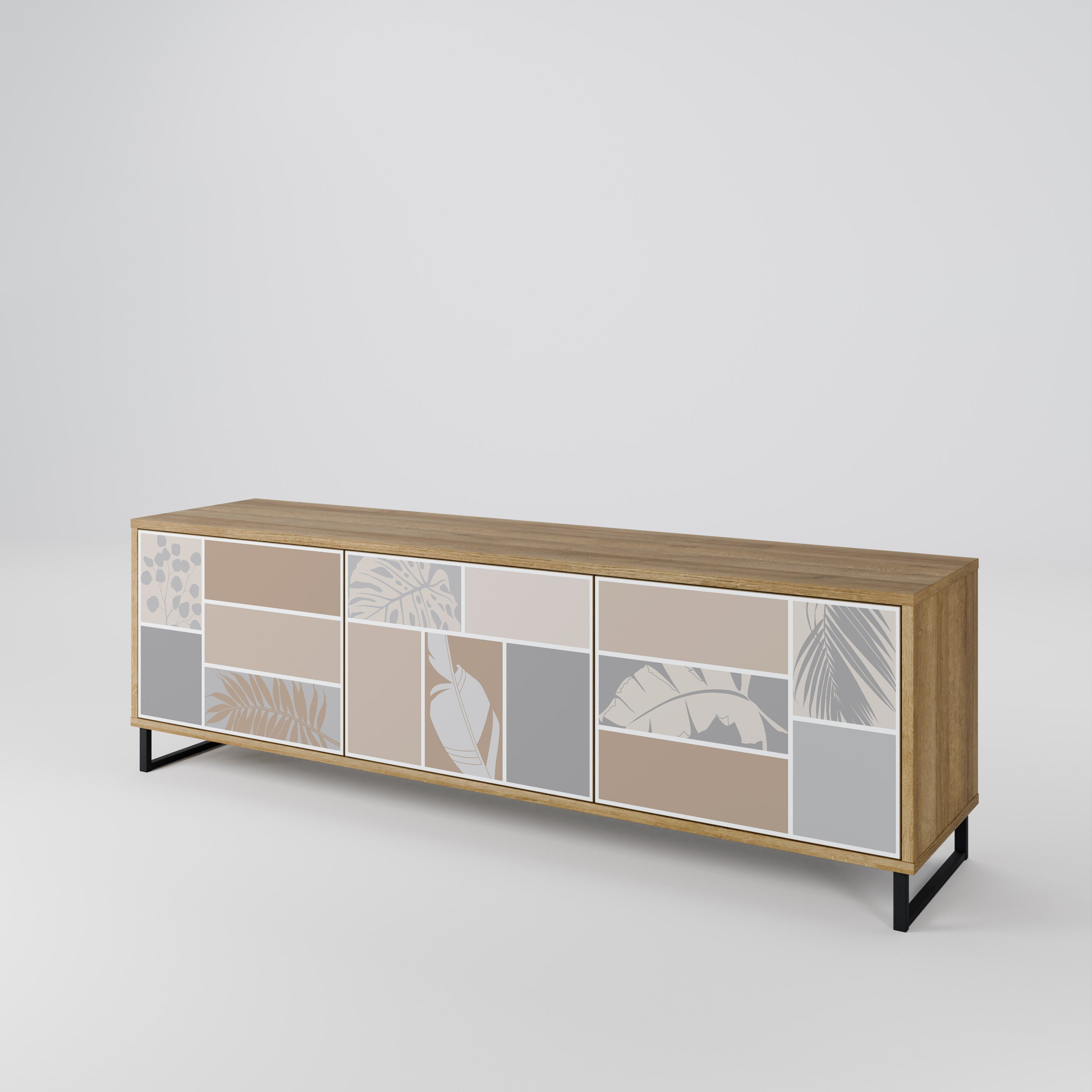 Meuble TV 3 portes TROPICAL SHAPES effet chêne