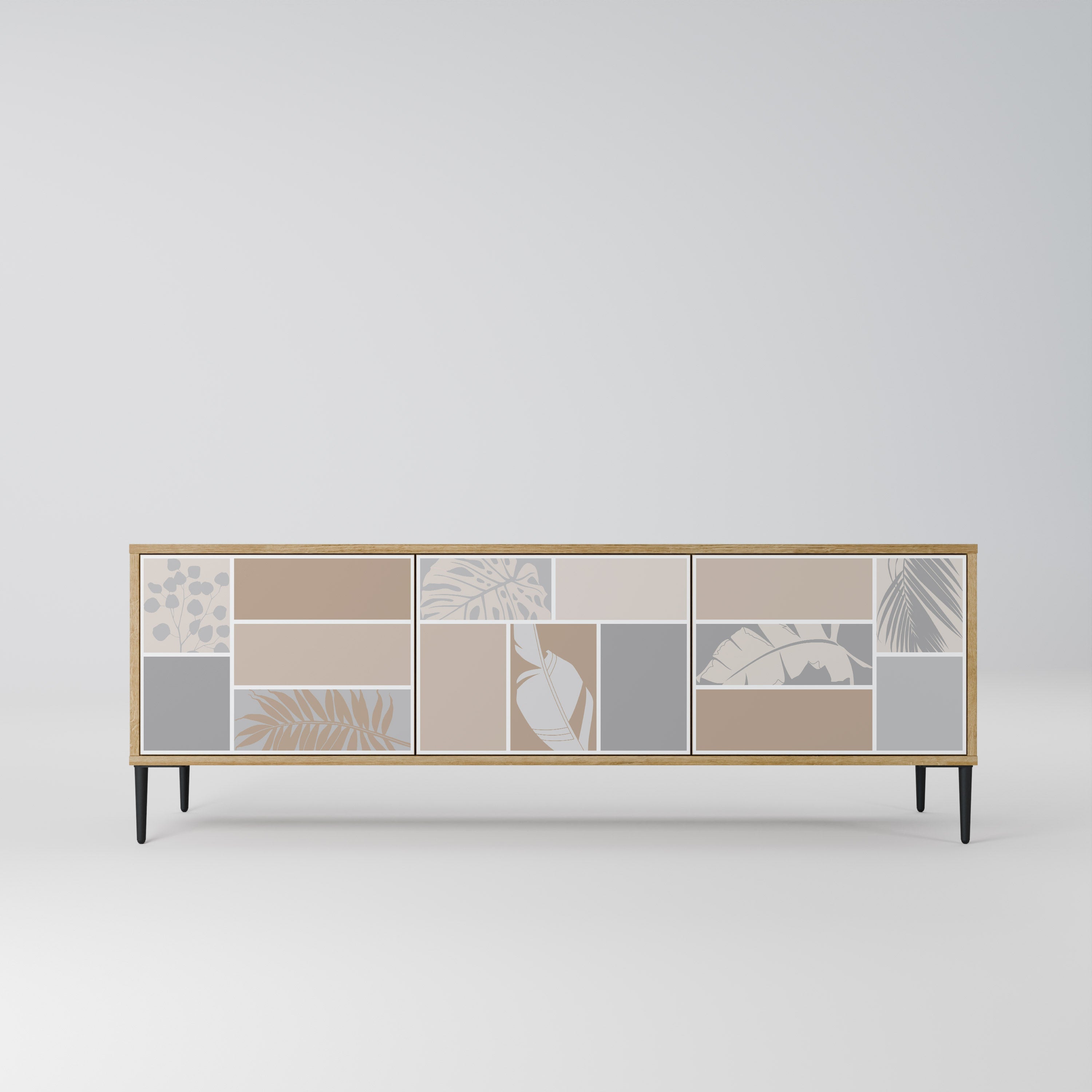 Meuble TV 3 portes TROPICAL SHAPES effet chêne