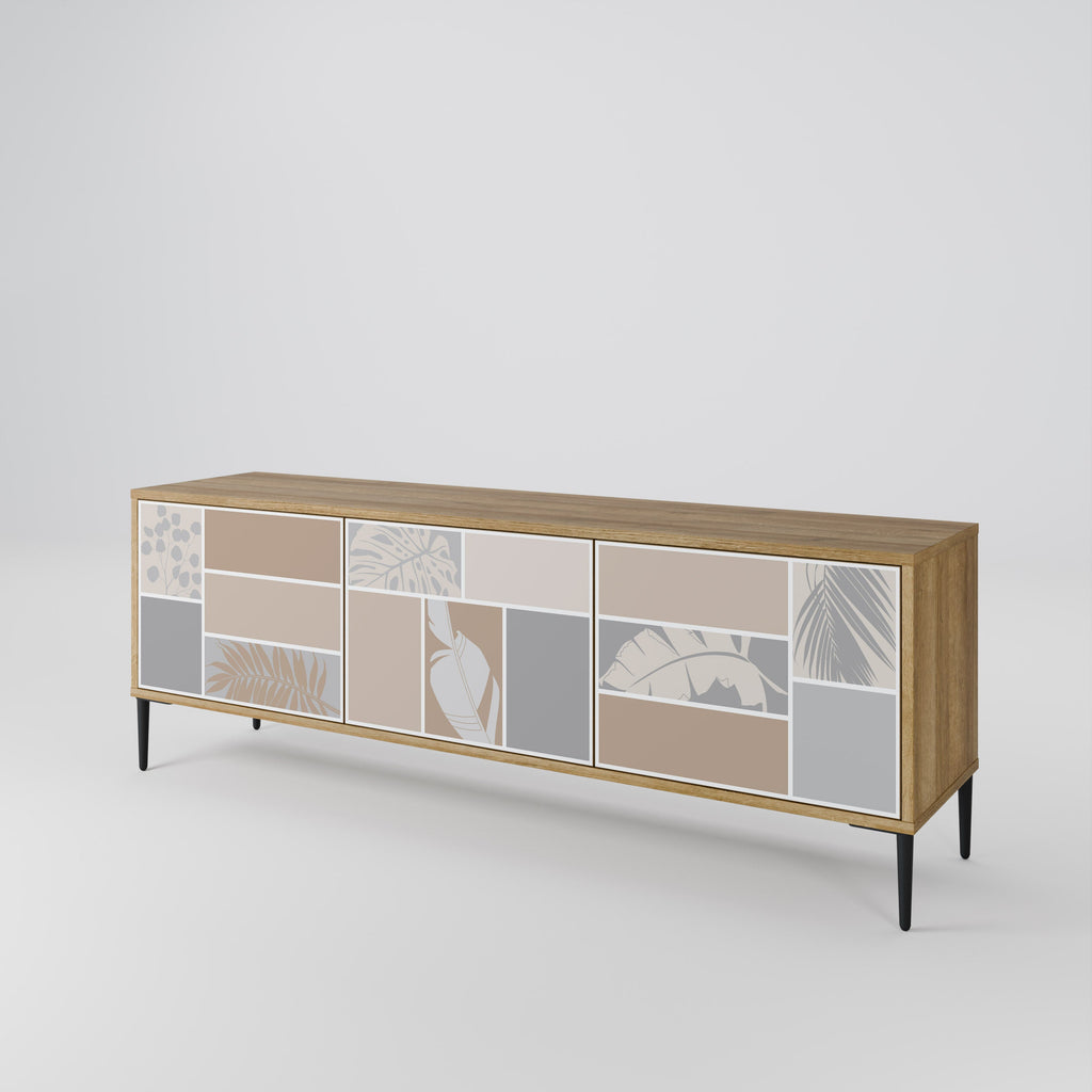 Meuble TV 3 portes TROPICAL SHAPES effet chêne