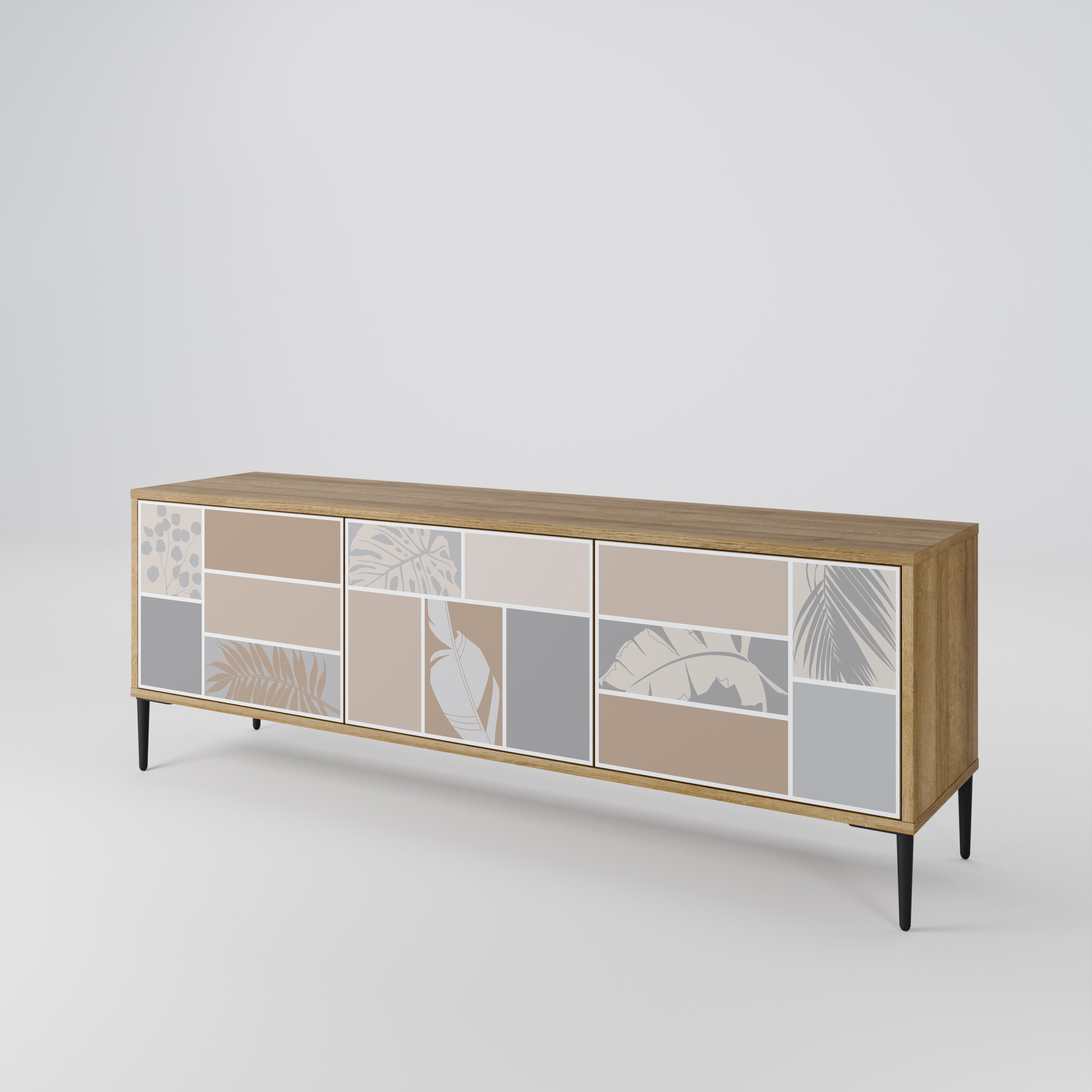 Meuble TV 3 portes TROPICAL SHAPES effet chêne