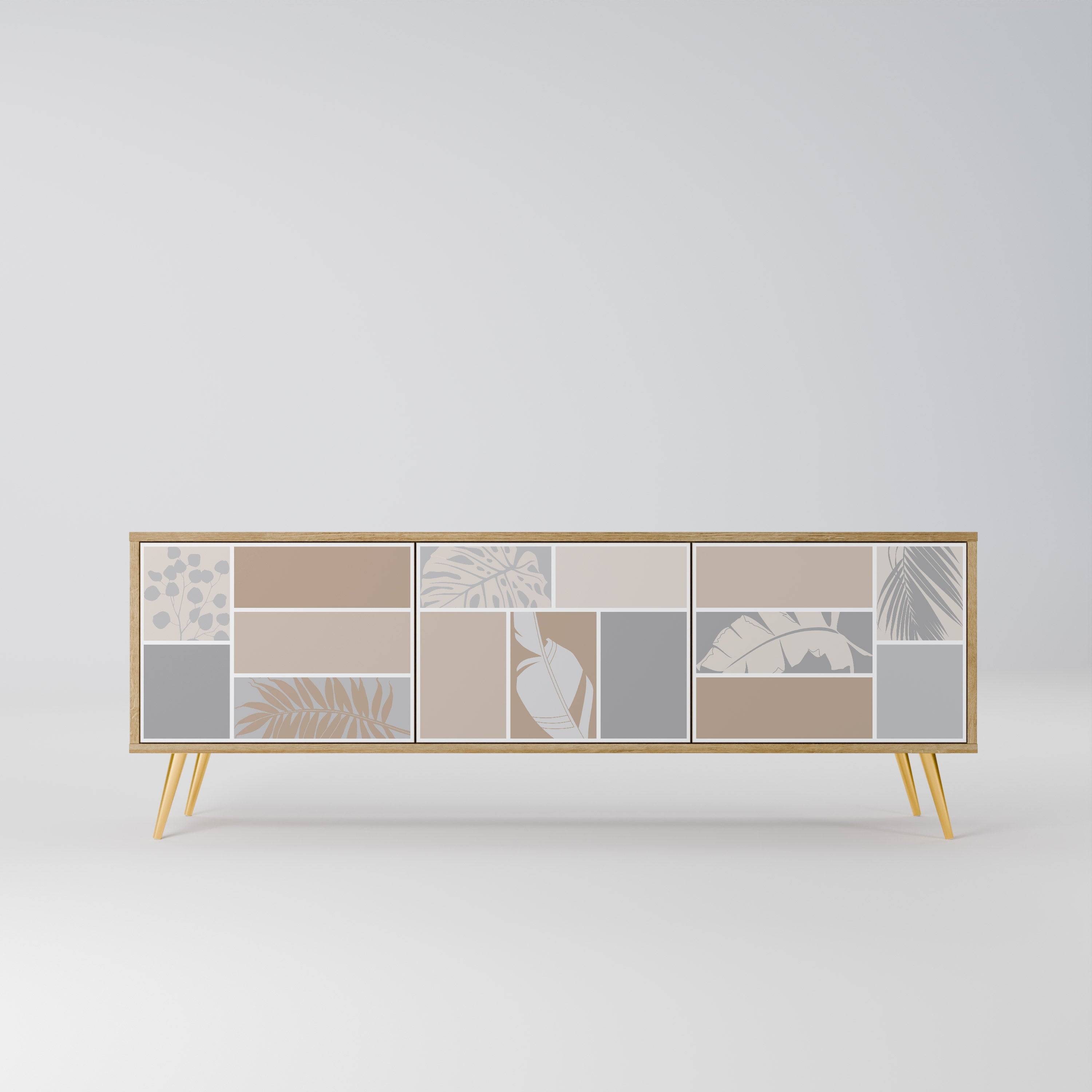 Meuble TV 3 portes TROPICAL SHAPES effet chêne