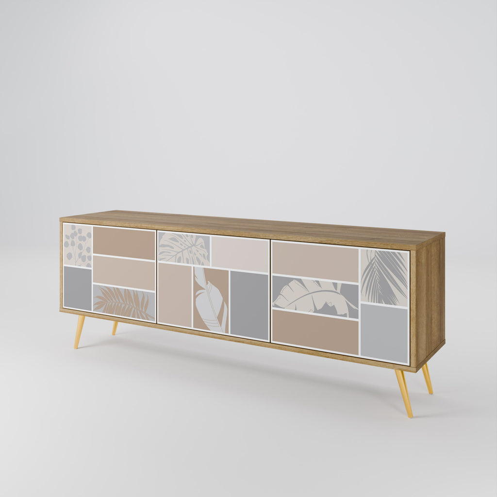 Meuble TV 3 portes TROPICAL SHAPES effet chêne