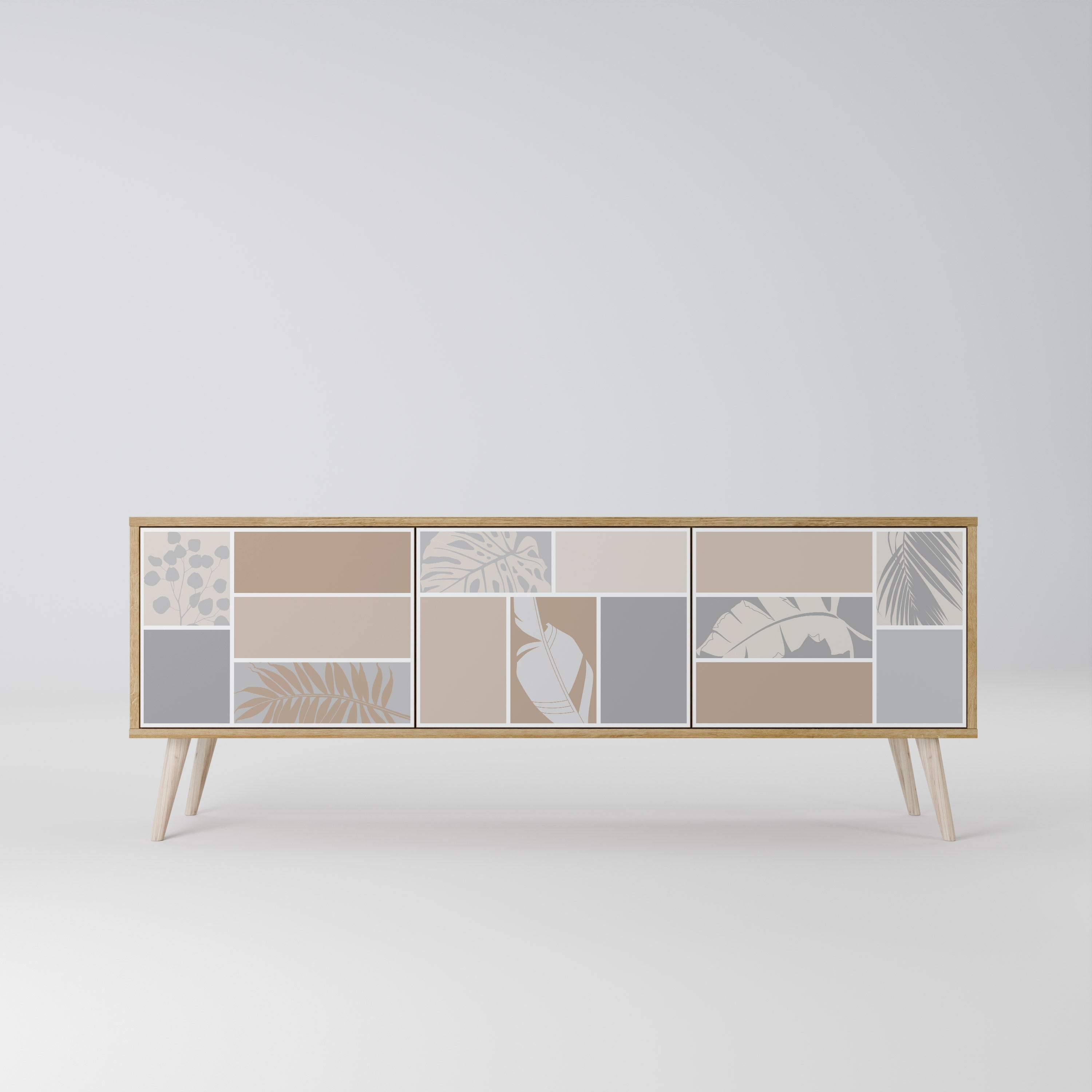 Meuble TV 3 portes TROPICAL SHAPES effet chêne