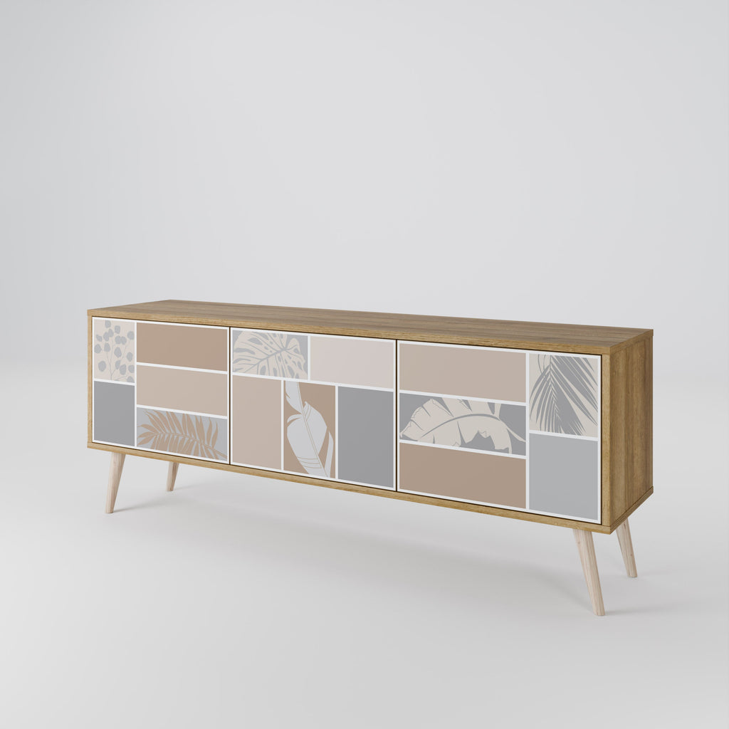 Meuble TV 3 portes TROPICAL SHAPES effet chêne