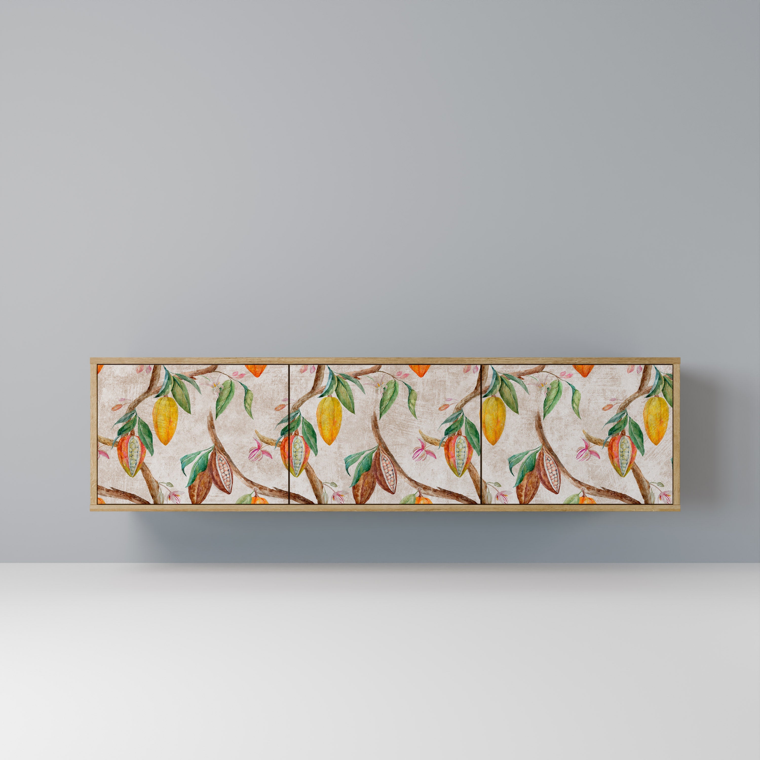 Meuble TV 3 portes COCOA FRUITS effet chêne