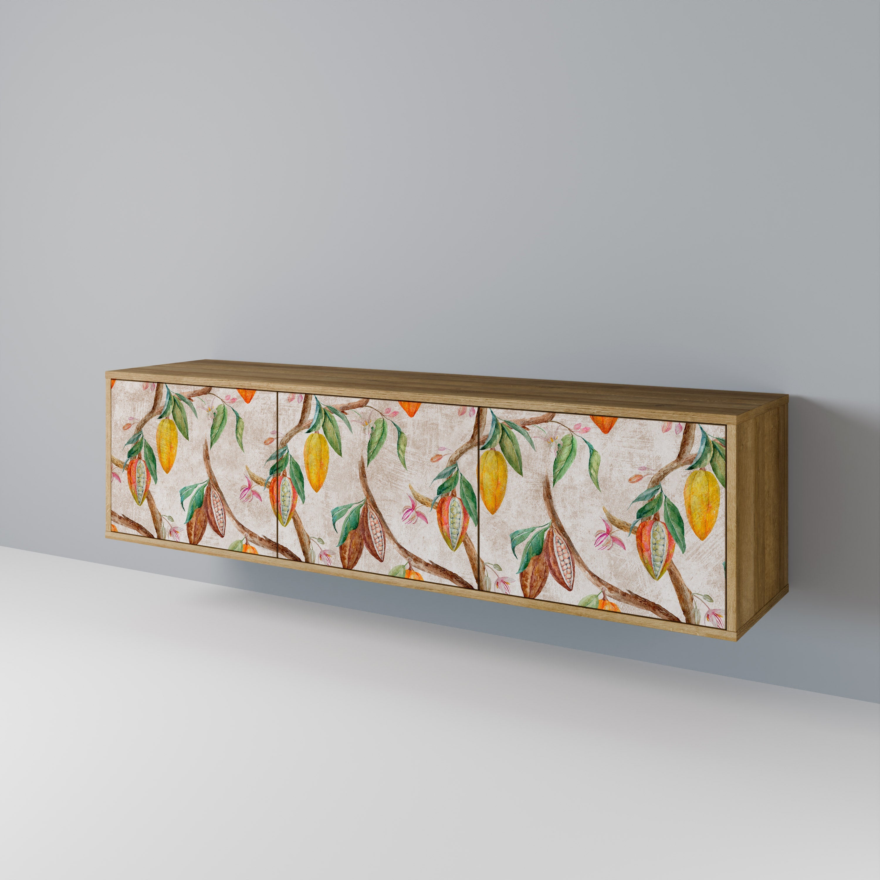 Meuble TV 3 portes COCOA FRUITS effet chêne