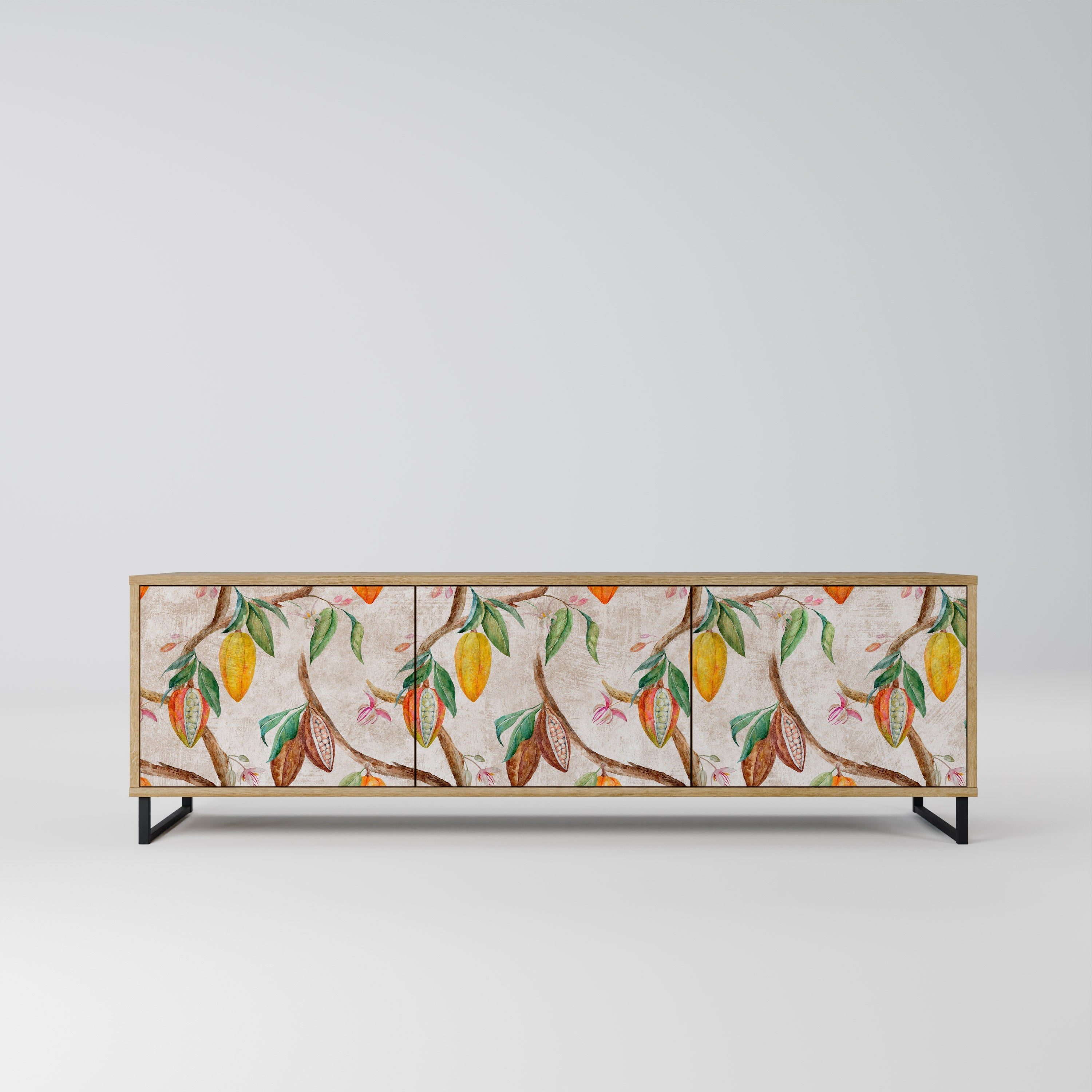 Meuble TV 3 portes COCOA FRUITS effet chêne