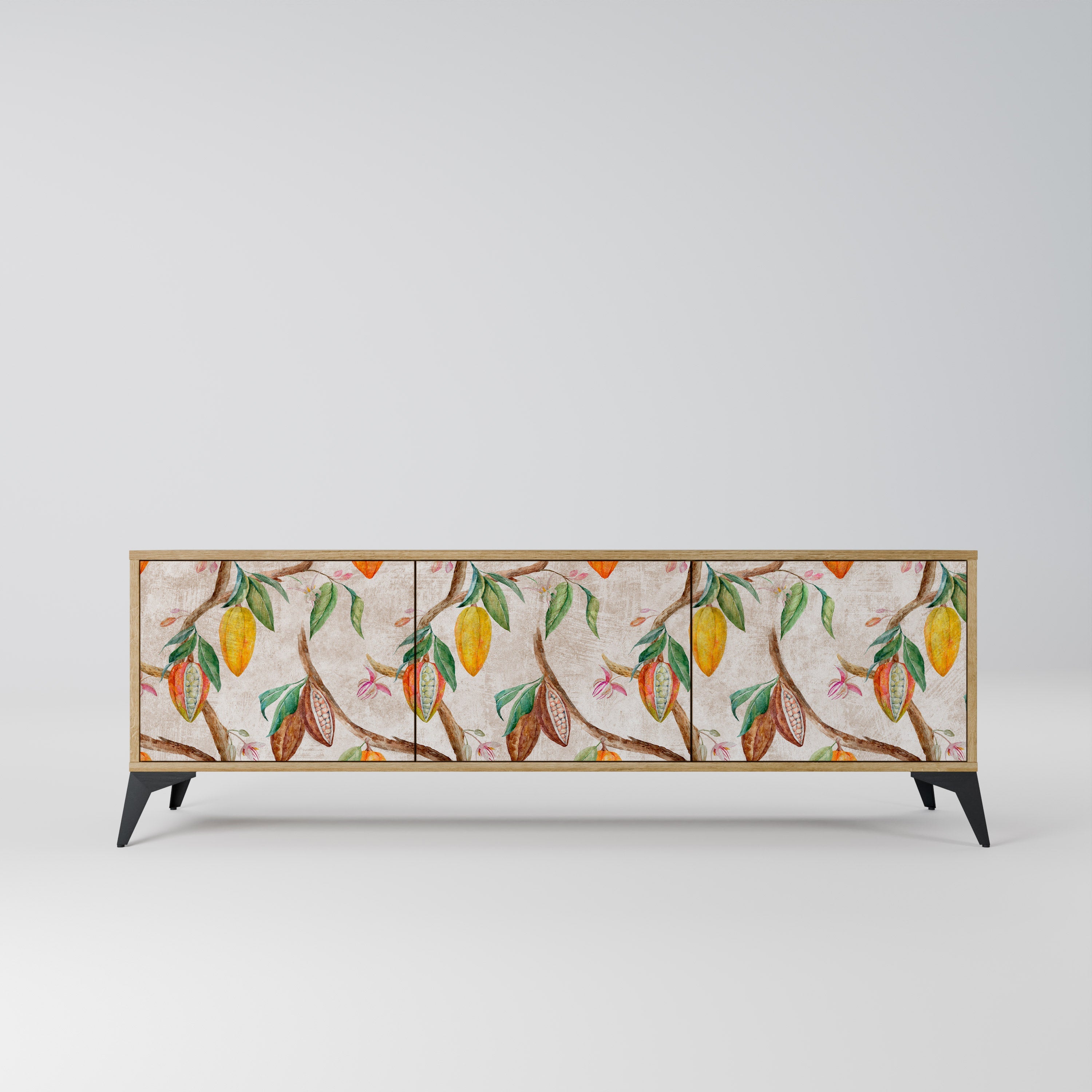 Meuble TV 3 portes COCOA FRUITS effet chêne