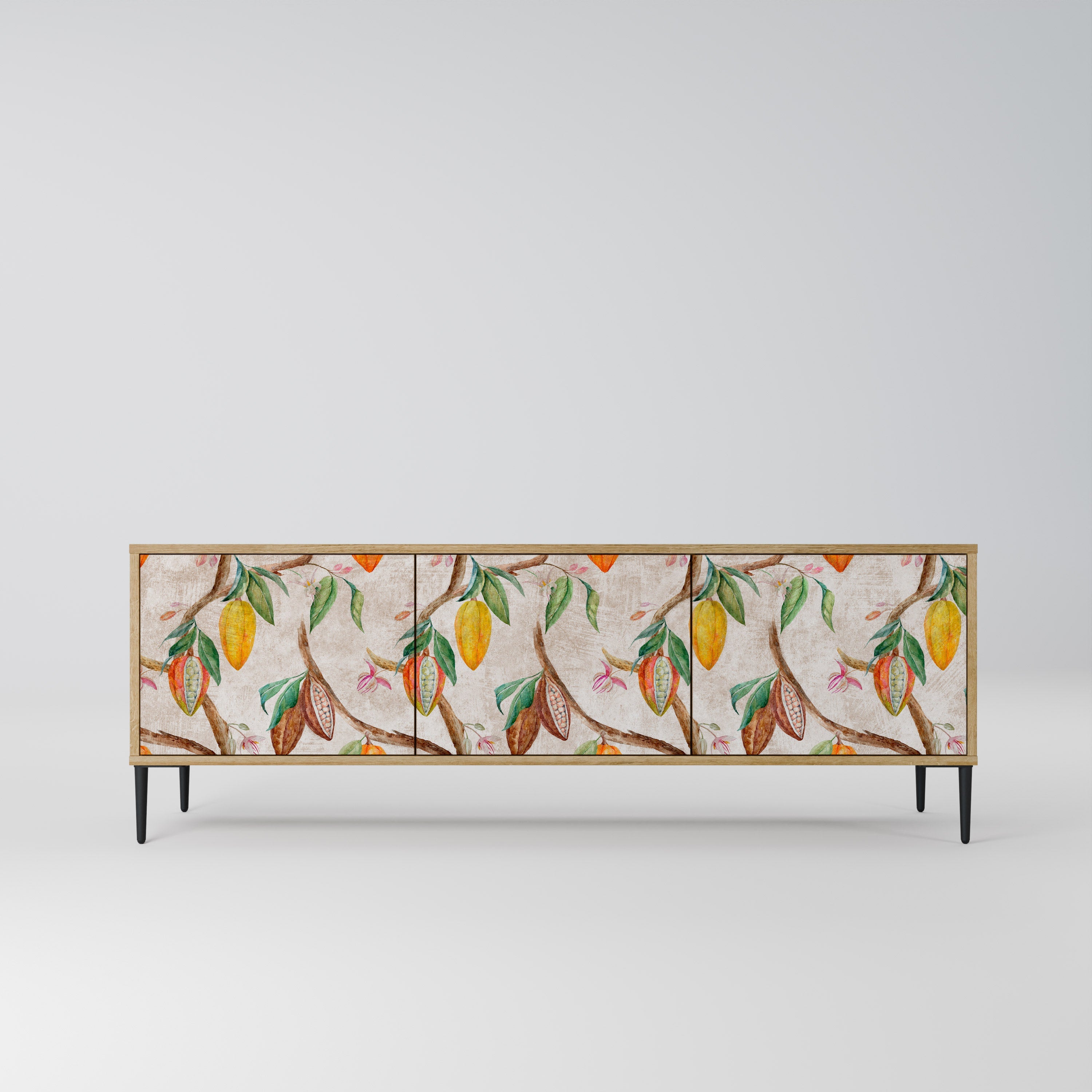 Meuble TV 3 portes COCOA FRUITS effet chêne