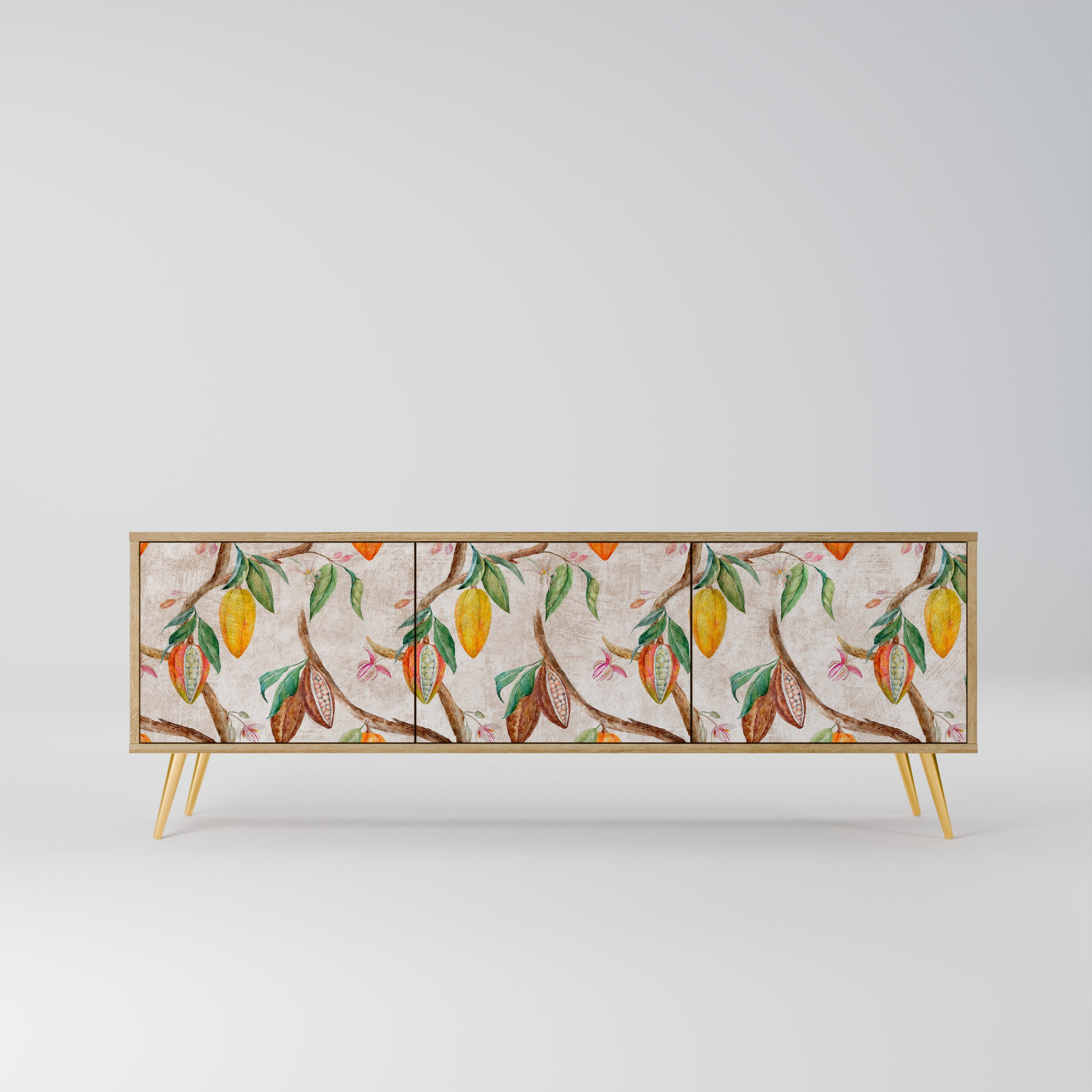 Meuble TV 3 portes COCOA FRUITS effet chêne